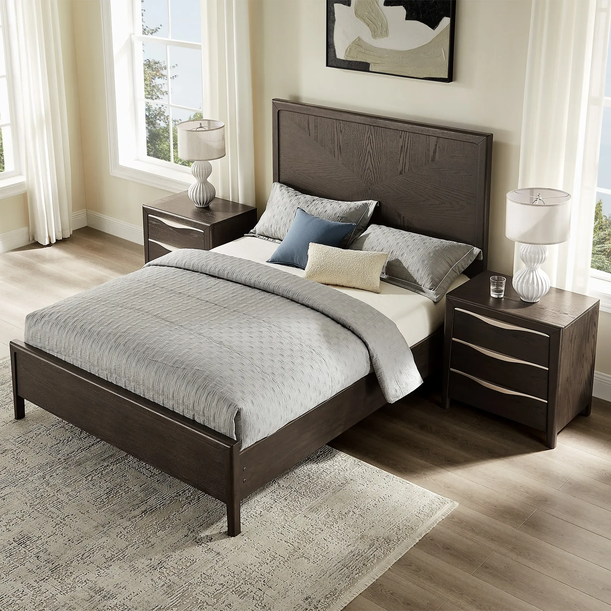 Ivar Queen Size Bed Frame - Dark Brown, Solid Wood product