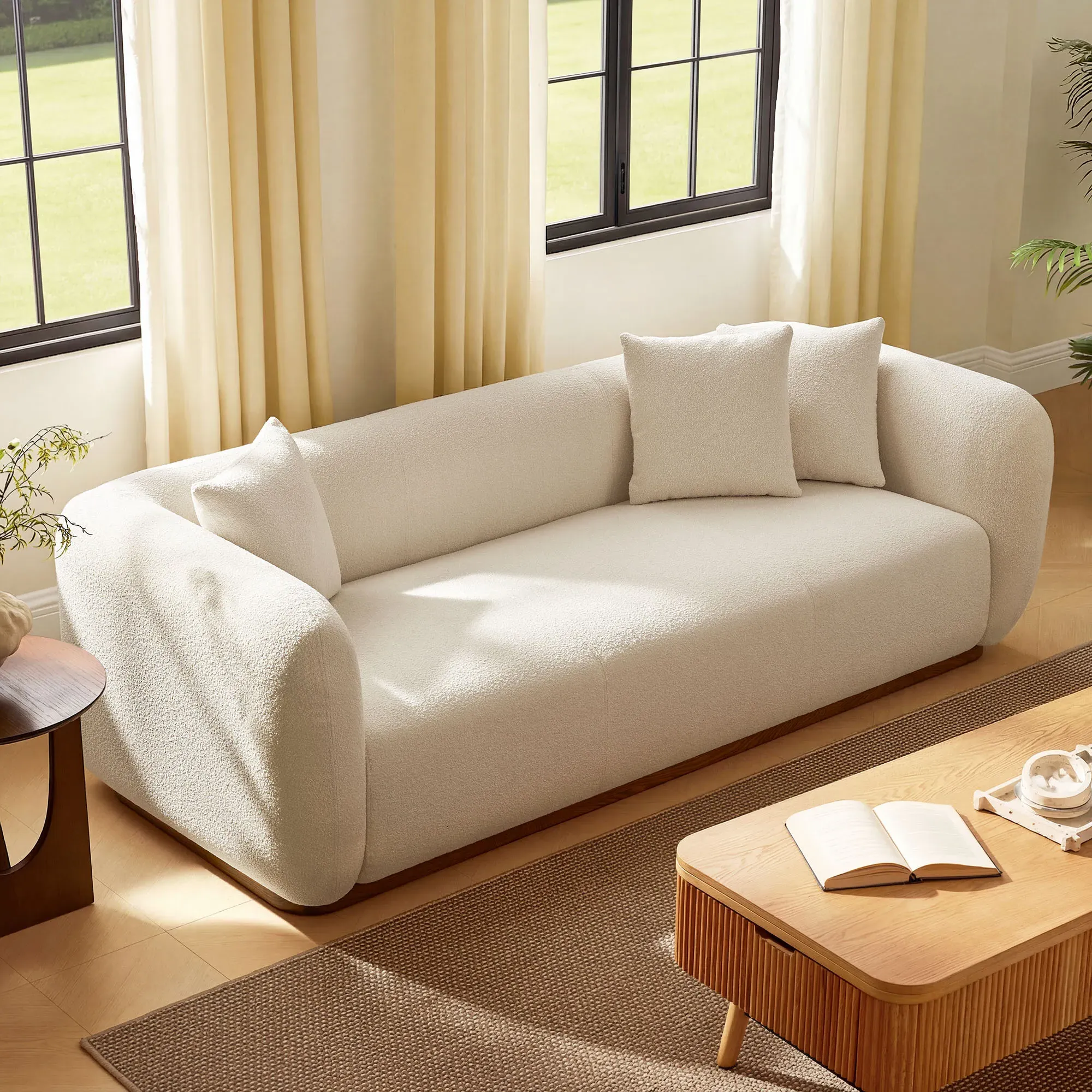 Jade 90 2-Seater Deep Seat Loveseat Sofa - White, Bouclé product