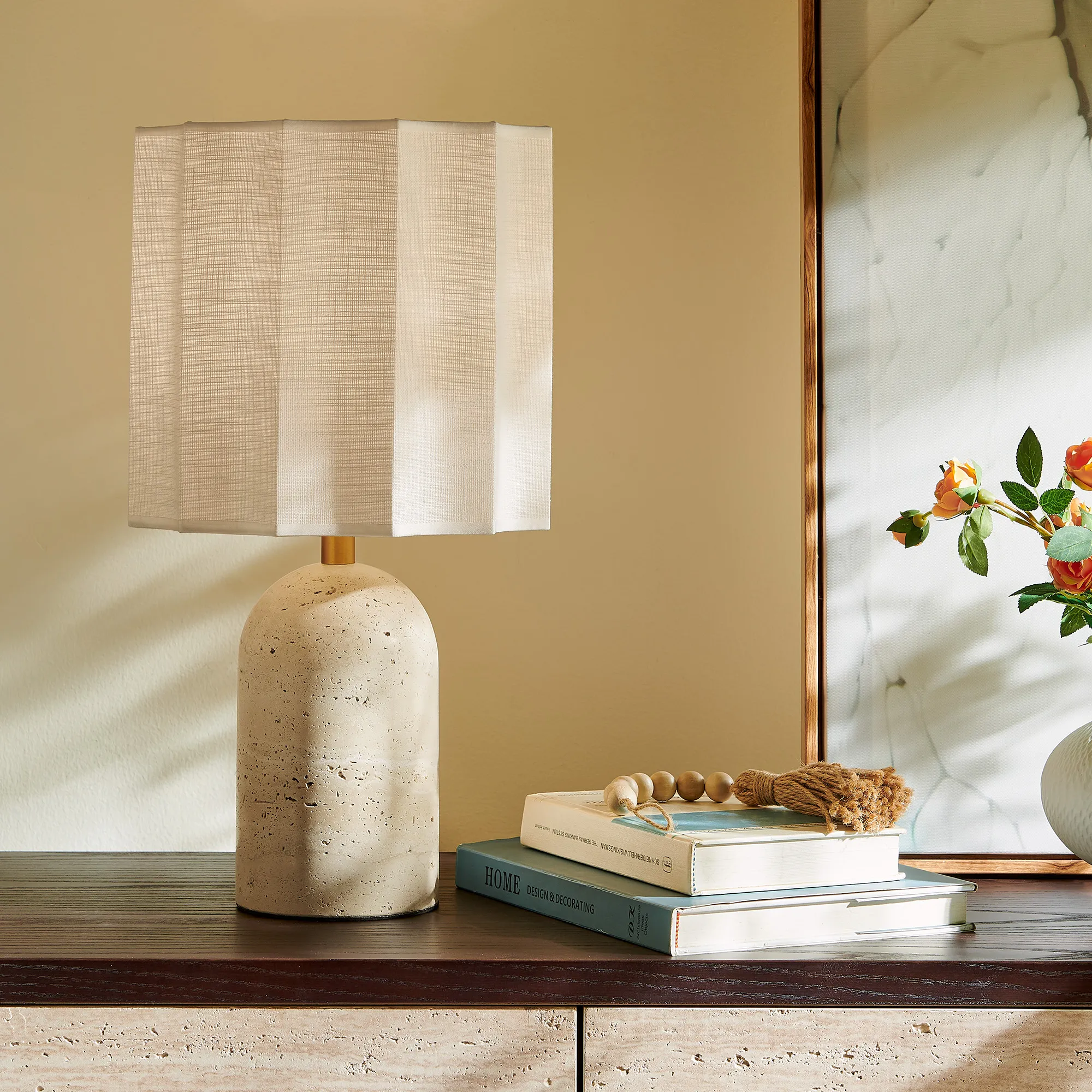 Kisco Travertine Table Lamp - Beige, Travertine product