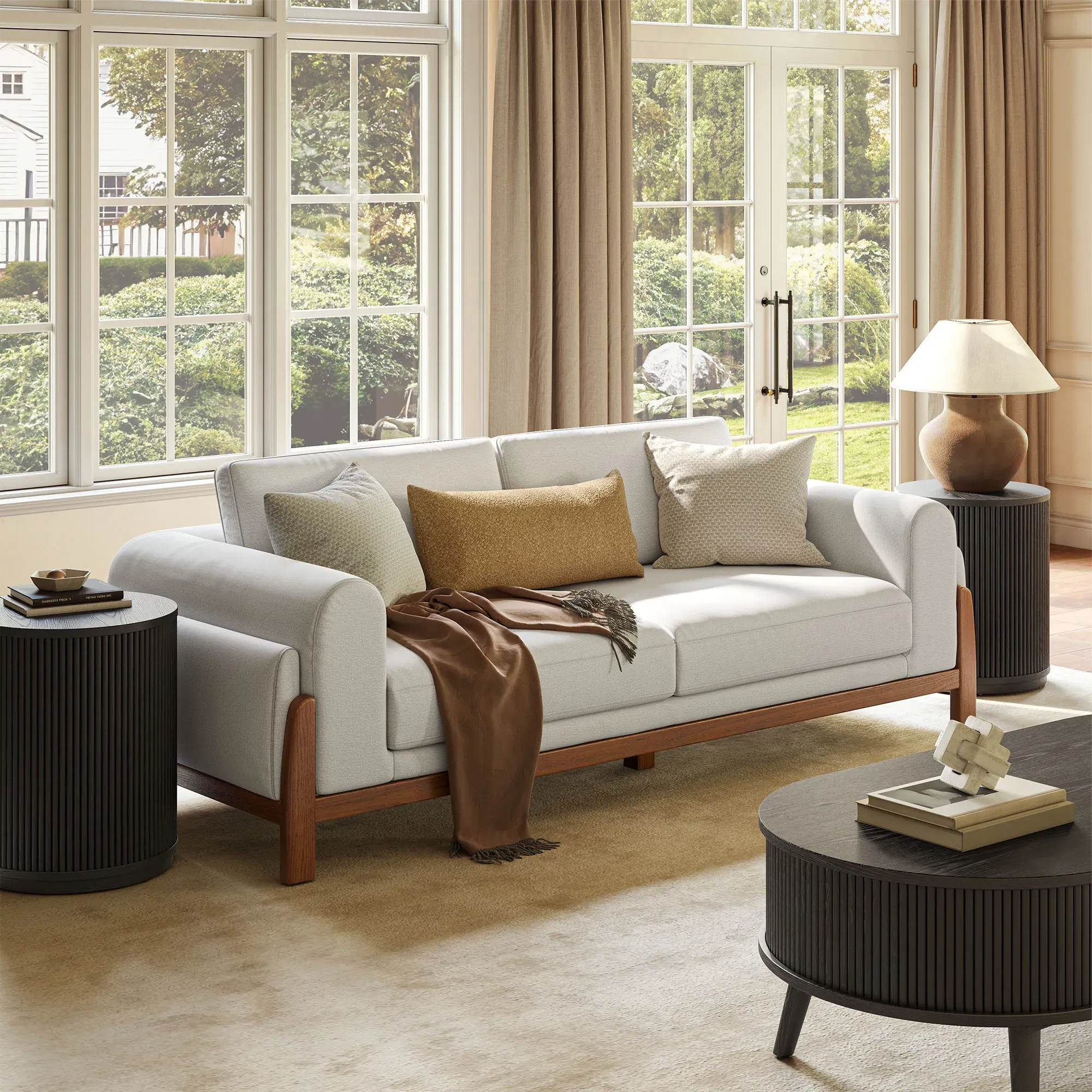 Koseby 2-Seater Deep Seat Loveseat - Gray, Cotton product