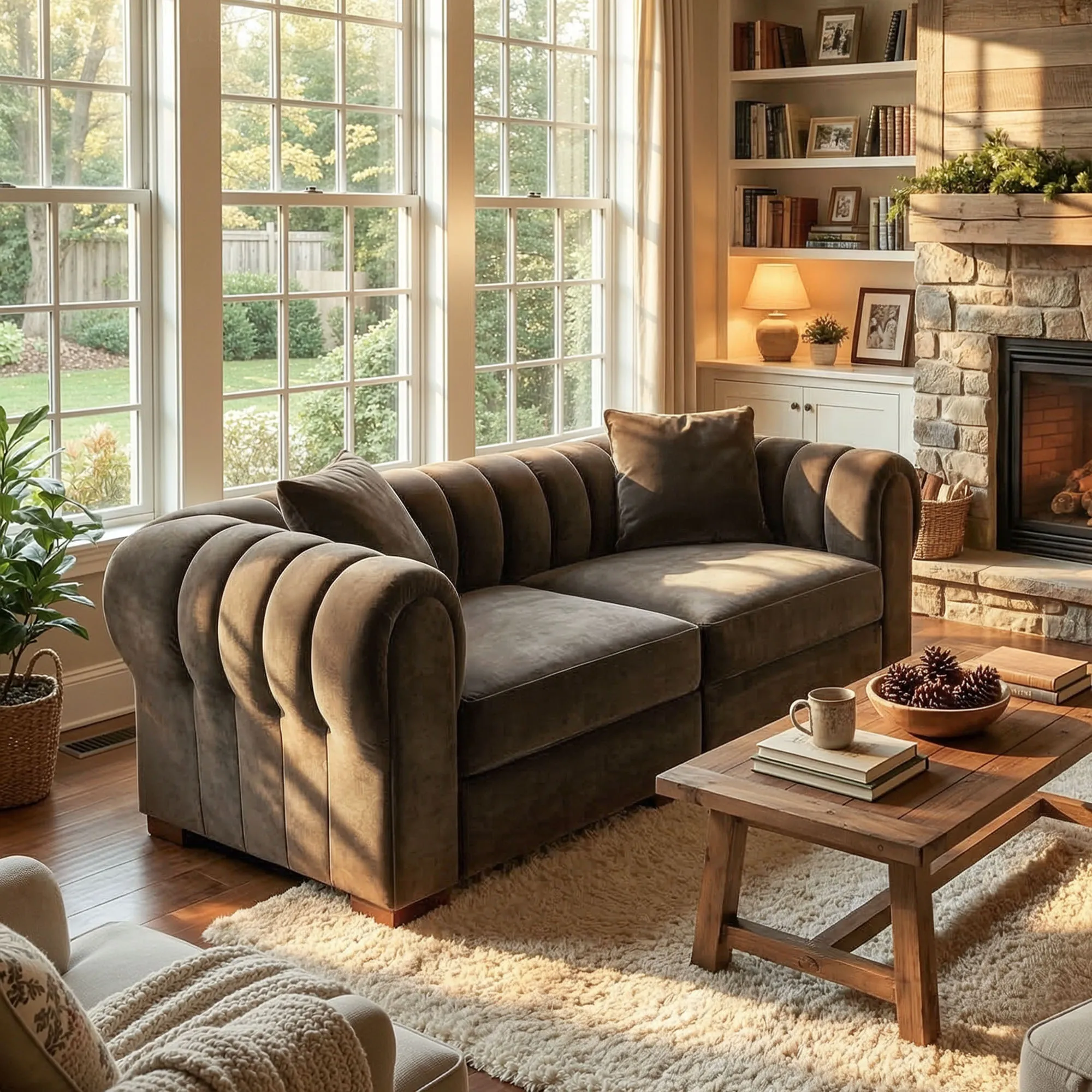 Kystlin Deep Seat Sofa - Dark Gray, Velvet product
