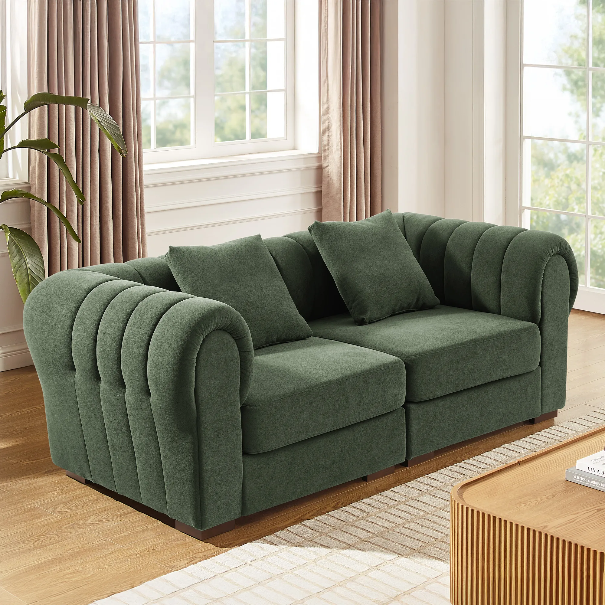 Kystlin Loveseat Sofa - Green, Velvet product