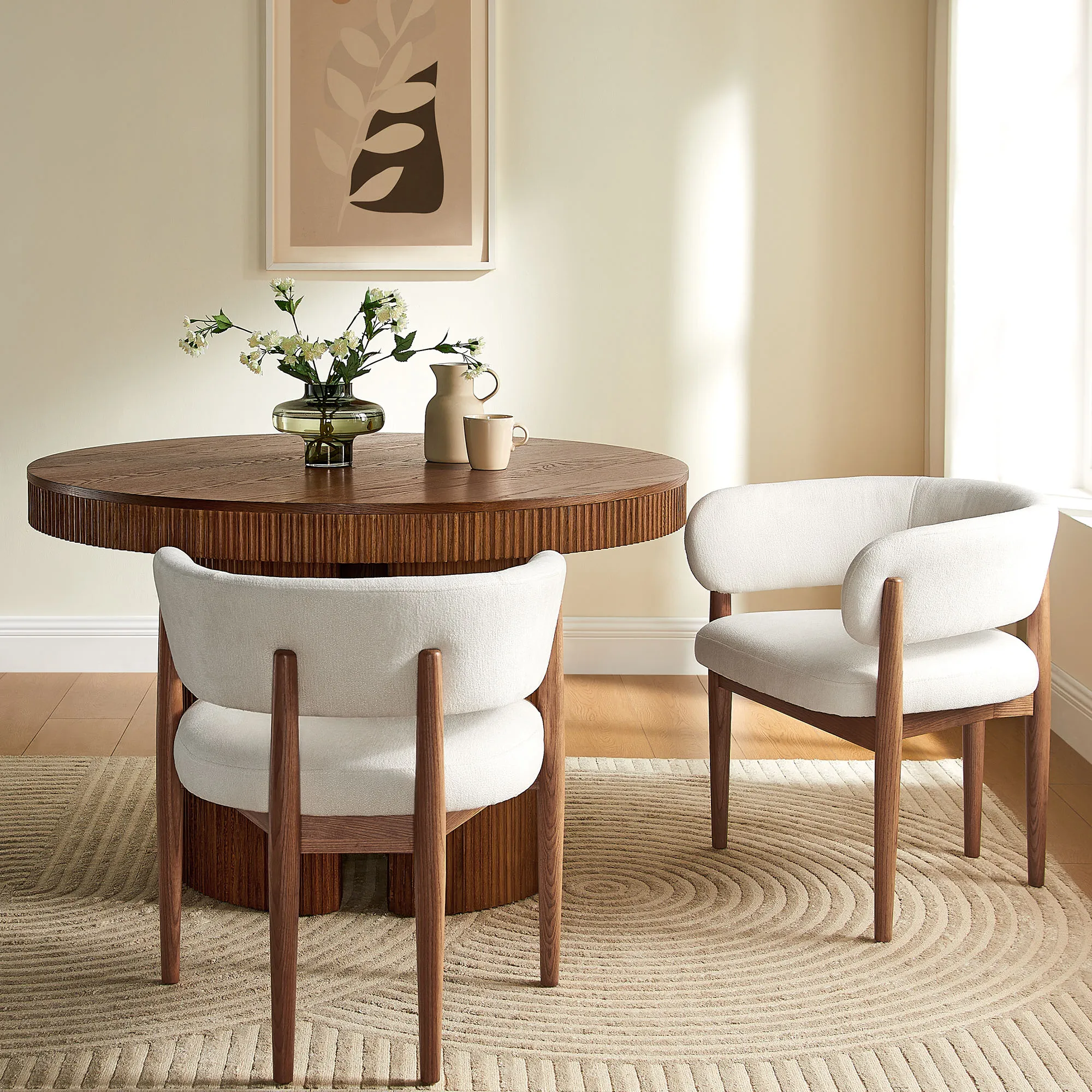 Leonora Set of 2 Dining Chairs with Armrests - Warm Brown, Ash Wood product