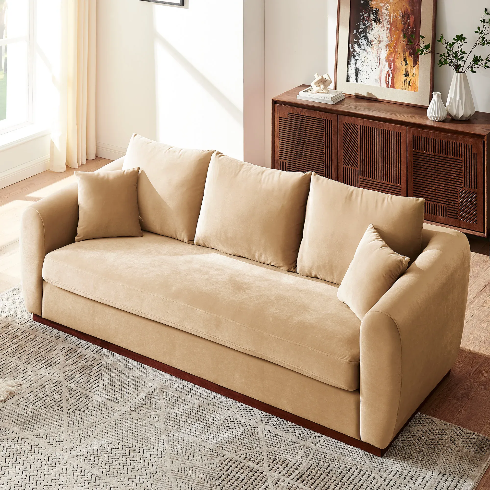 Loveseat Sofa with Removable Cover - Champagne, Velvet product