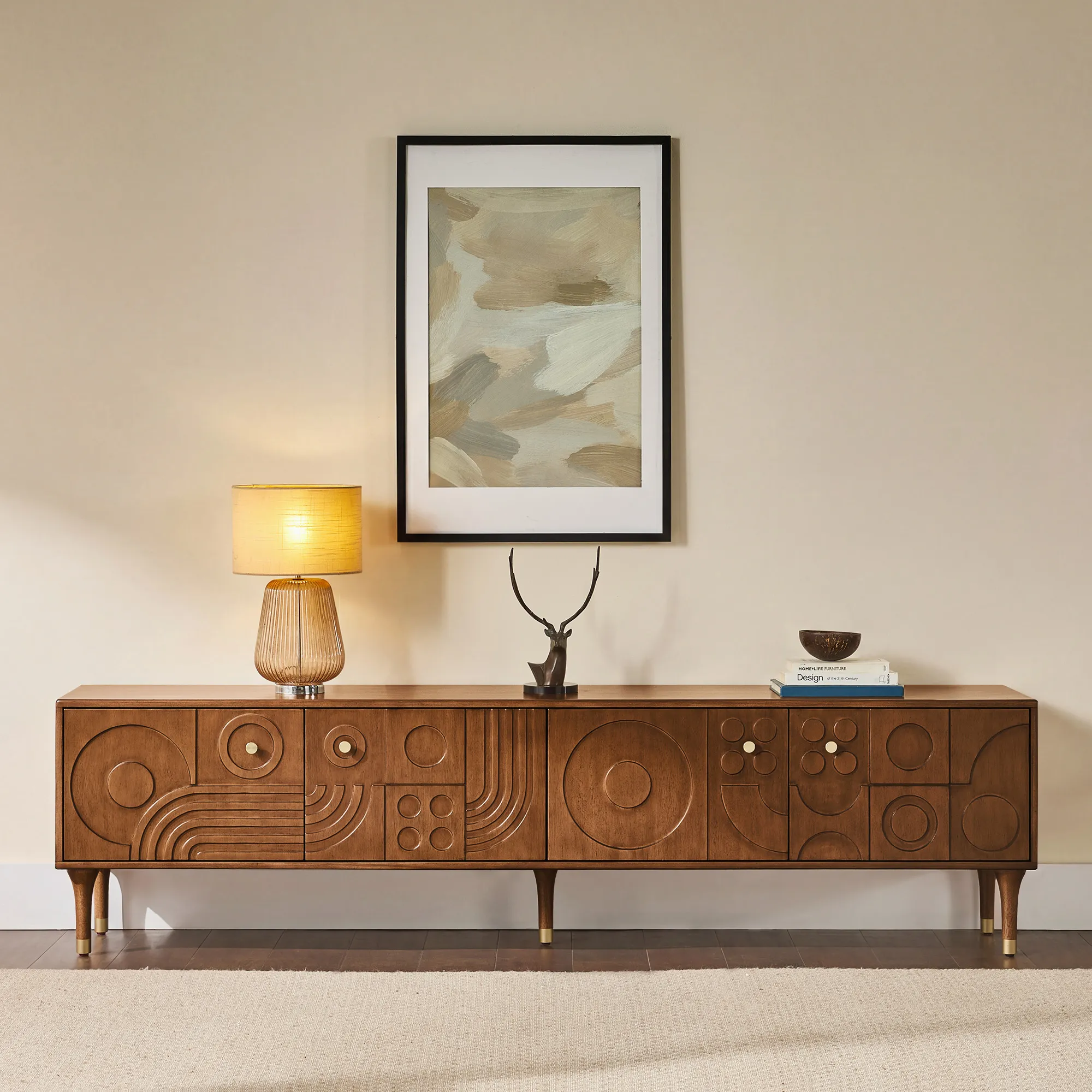 Ludovic TV Stand with Storage - Warm Brown, Solid Wood product