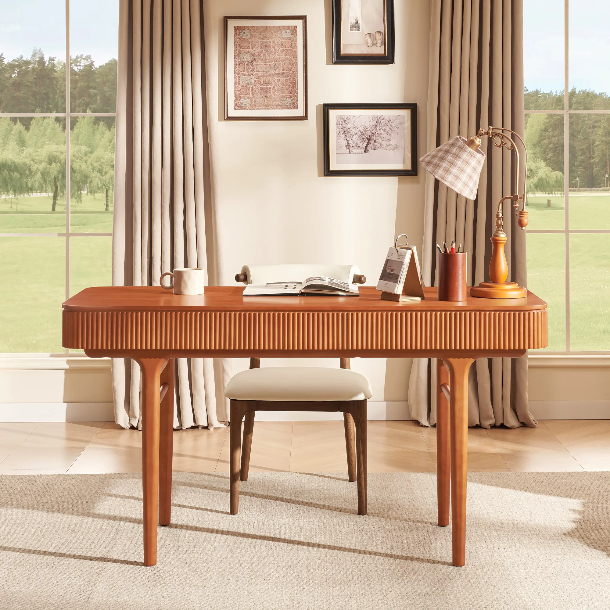 Lumina 59 Inch Desk with Drawers - Cherry, Poplar Wood product