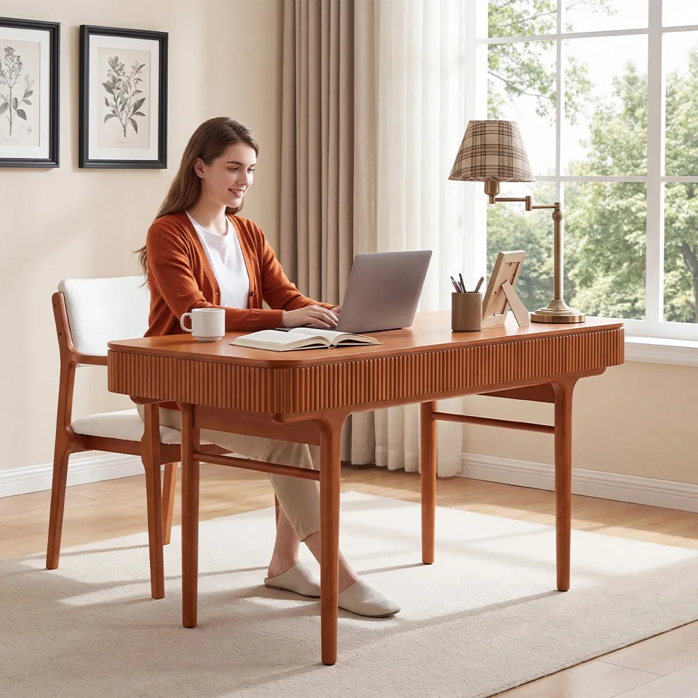 Lumina Desk with 3 Storage Drawers - Cherry, Solid Wood product