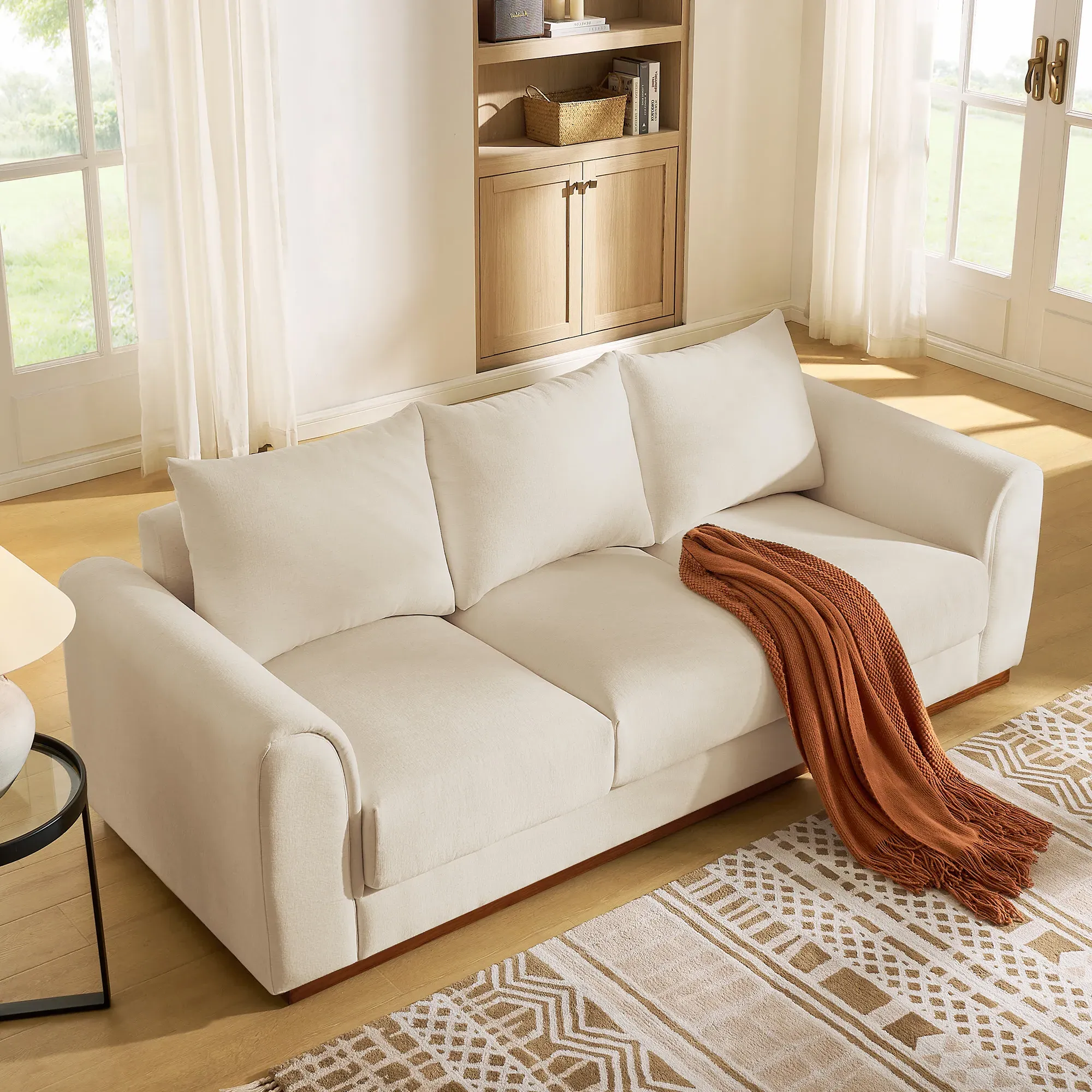 Lysande Deep Seat Loveseat - White, Cotton Fabric product