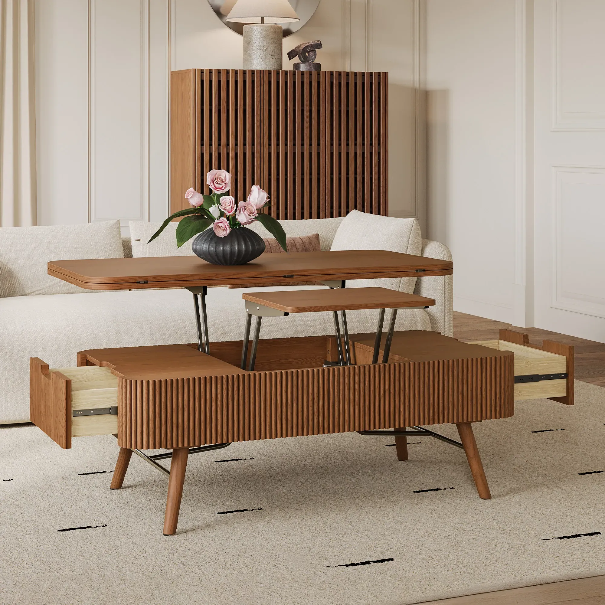 Magnus Lift Top Coffee Table with Drawers - Warm Brown, Oak product