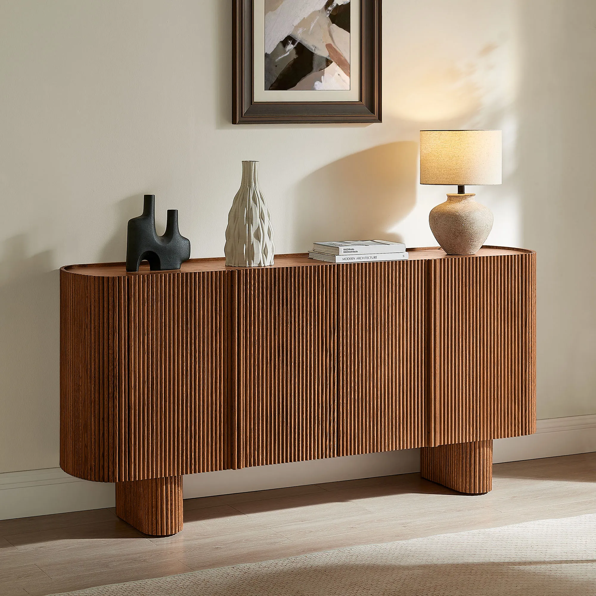Marisol Fluted Sideboard with Storage - Warm Brown, Oak product