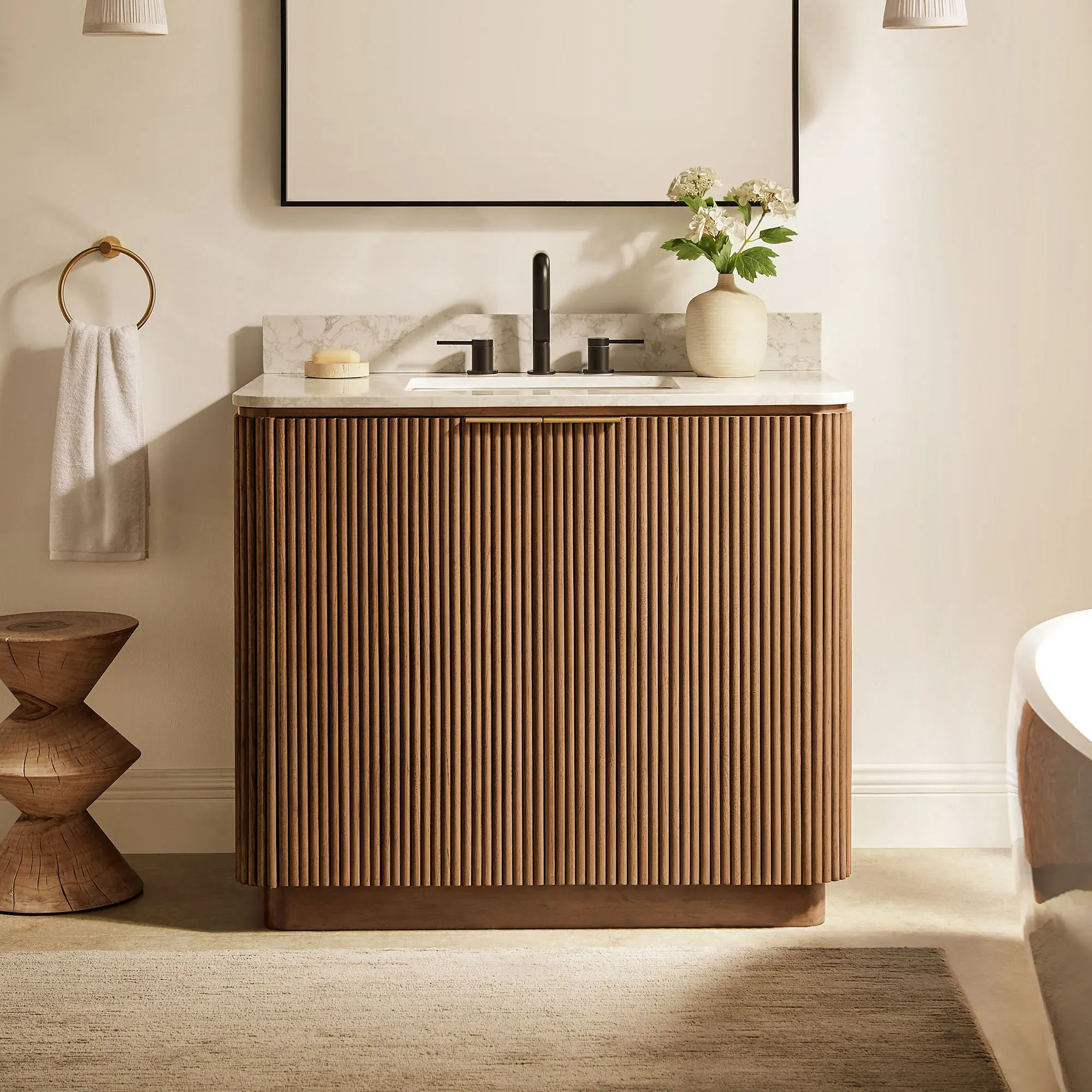 Marisol Single Bathroom Vanity with Storage - Brown, Oak product