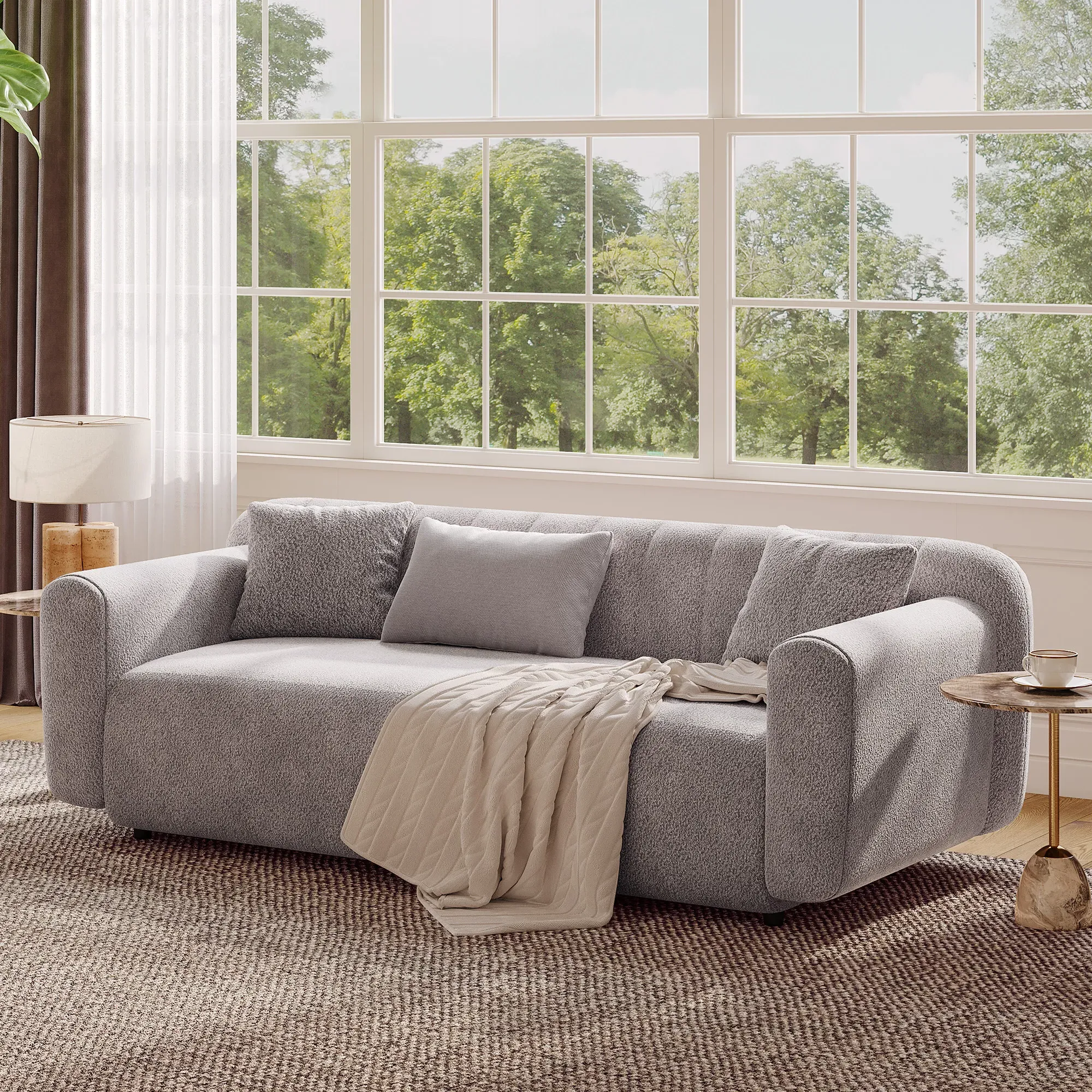 Natten 2-Seater Deep Seat Sofa - Light Gray, Boucle product