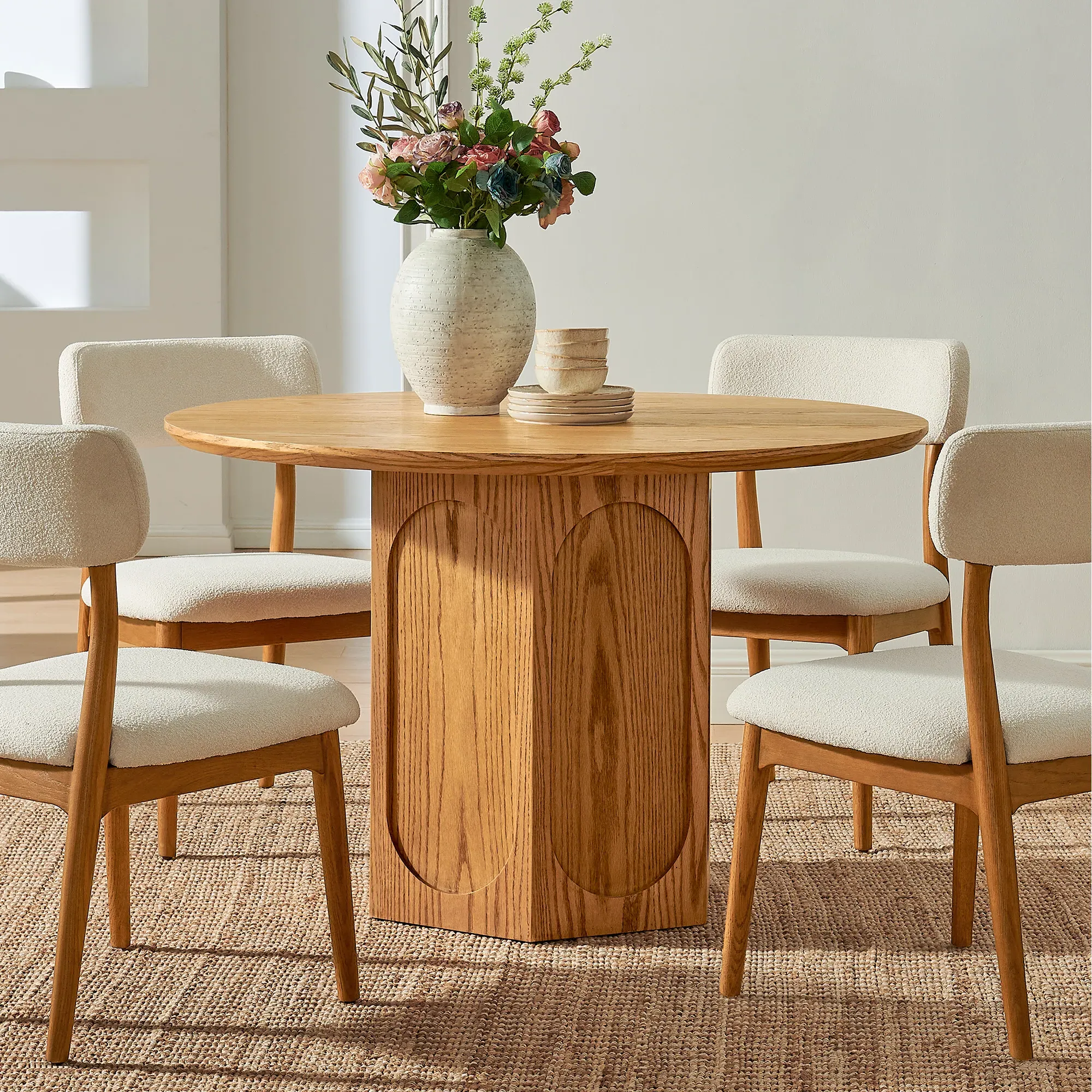 Neciâ Round Dining Table - Natural, Solid Wood product