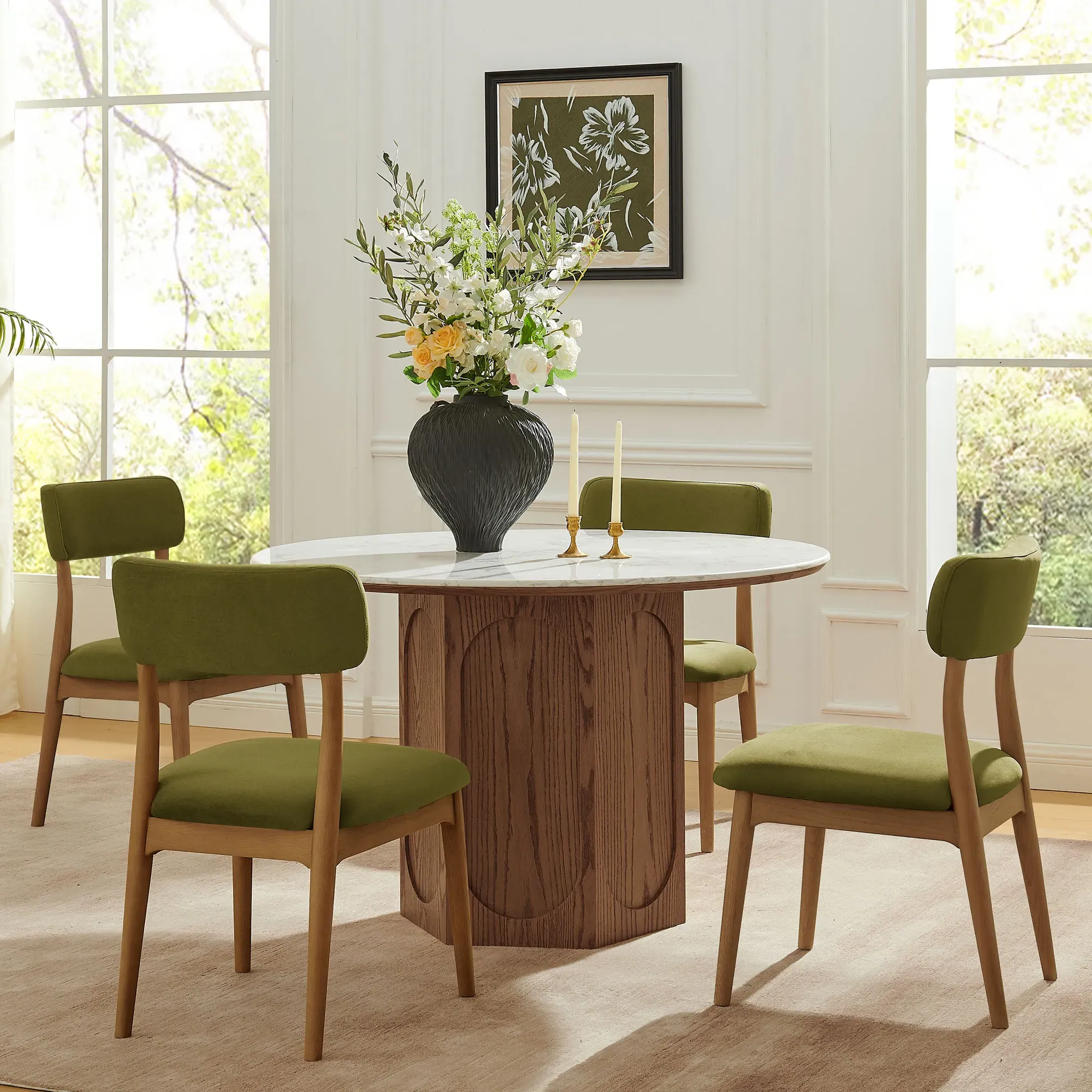 Neciâ Round Dining Table - White, Engineered Stone product