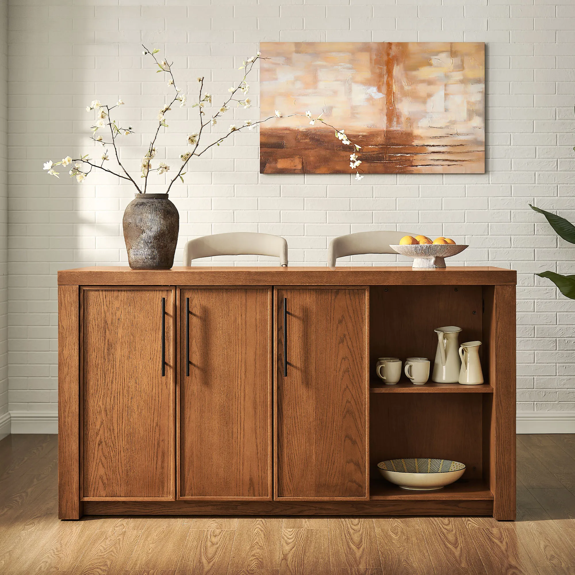 Niklas 69" Kitchen Island with Storage - Brown, Oak product