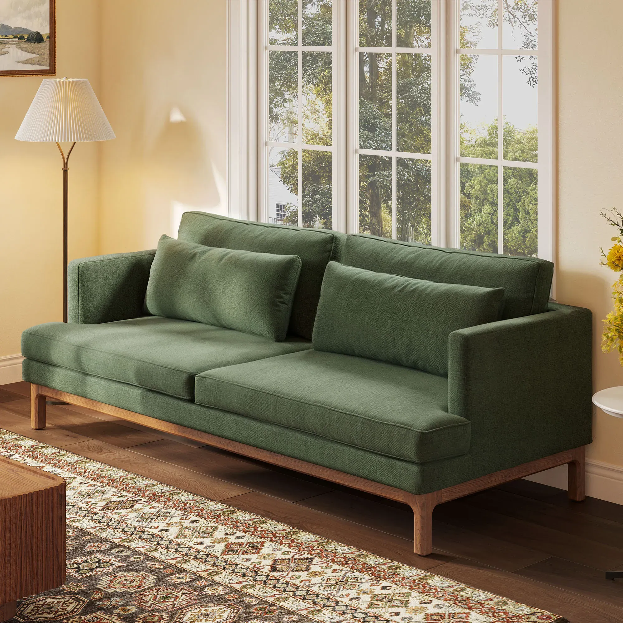 Nori 3-Seater Deep Seat Sofa - Green, Cotton Blend product