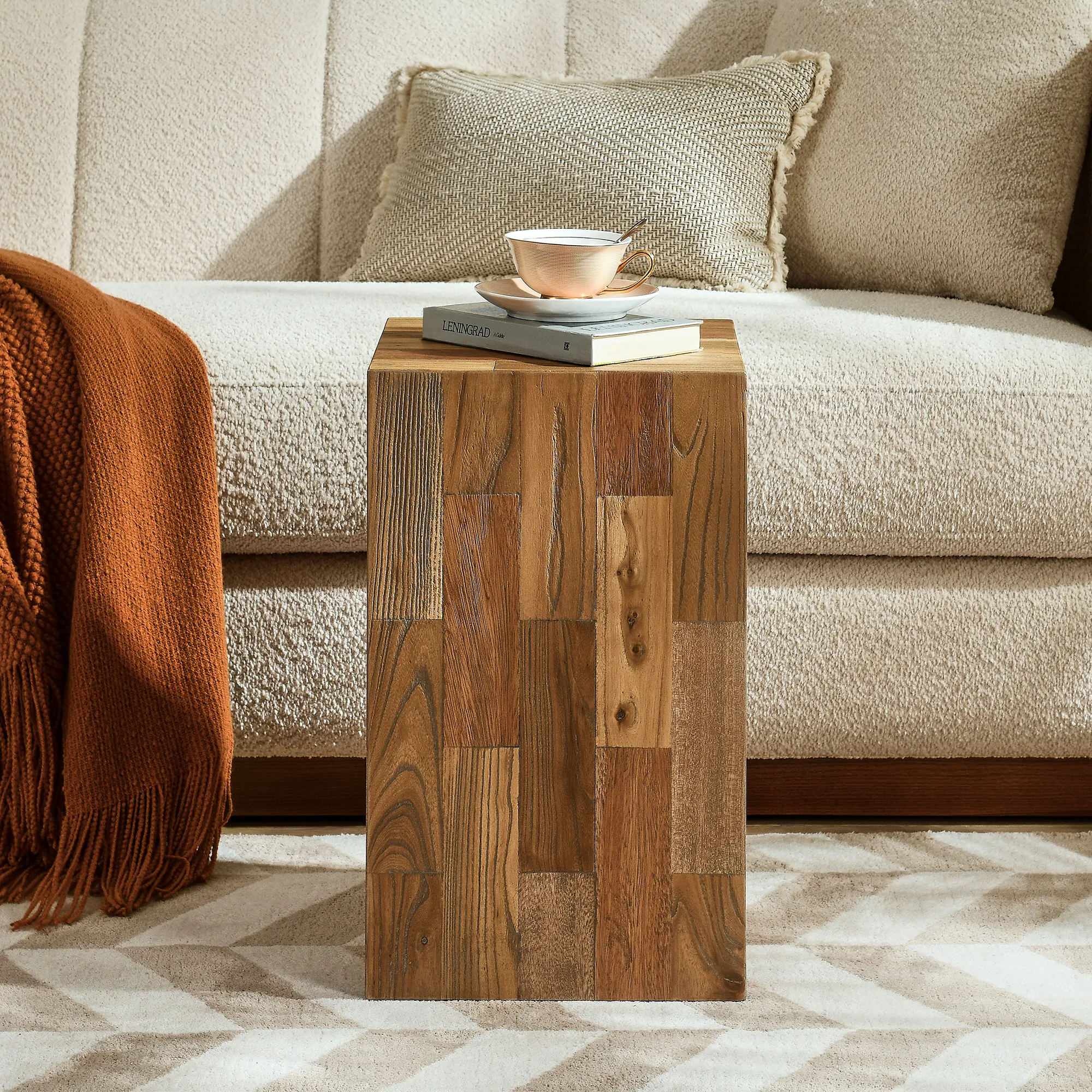 Ole Square Side Table - Natural, Old Elm product