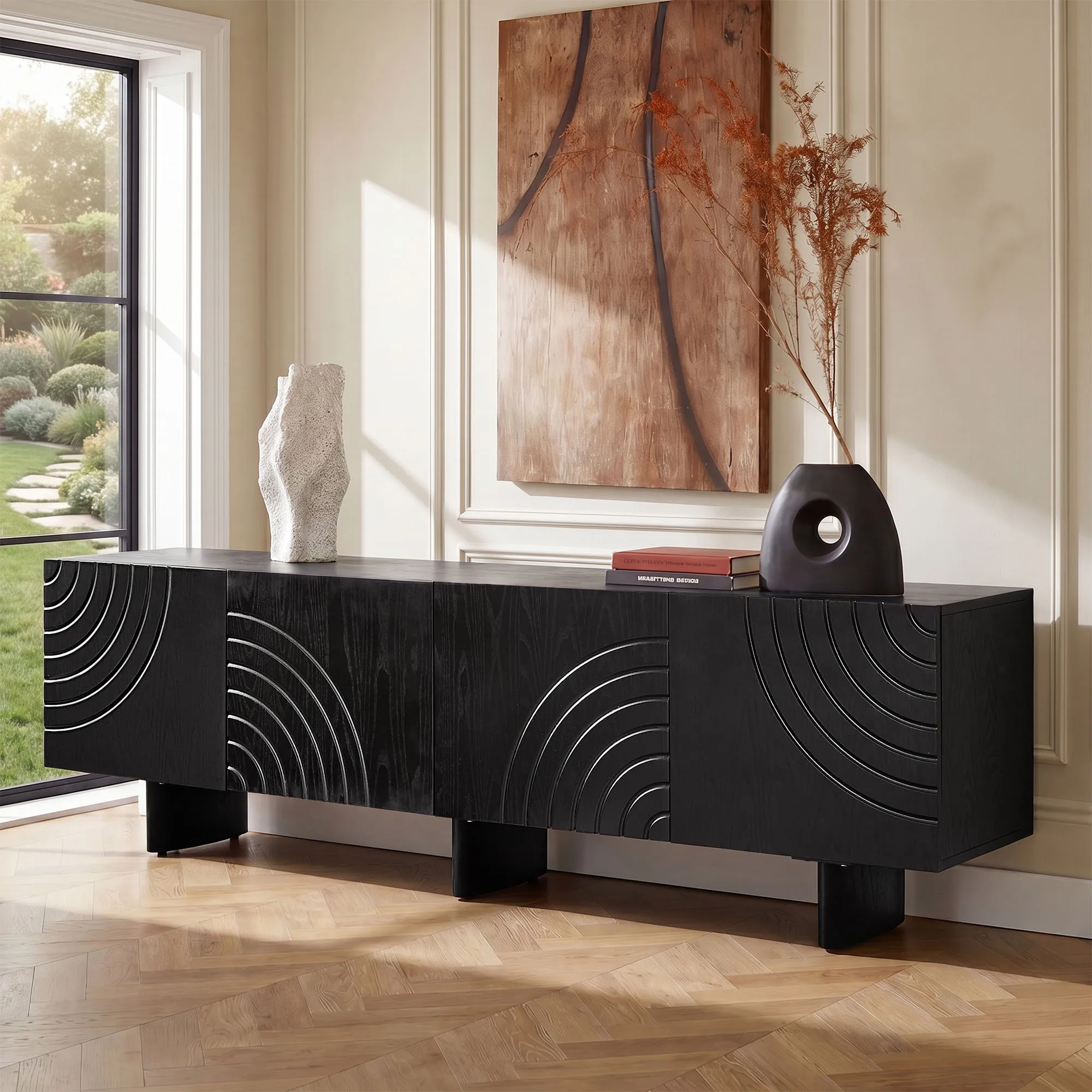 Pascal TV Stand with Storage - Black, Oak product