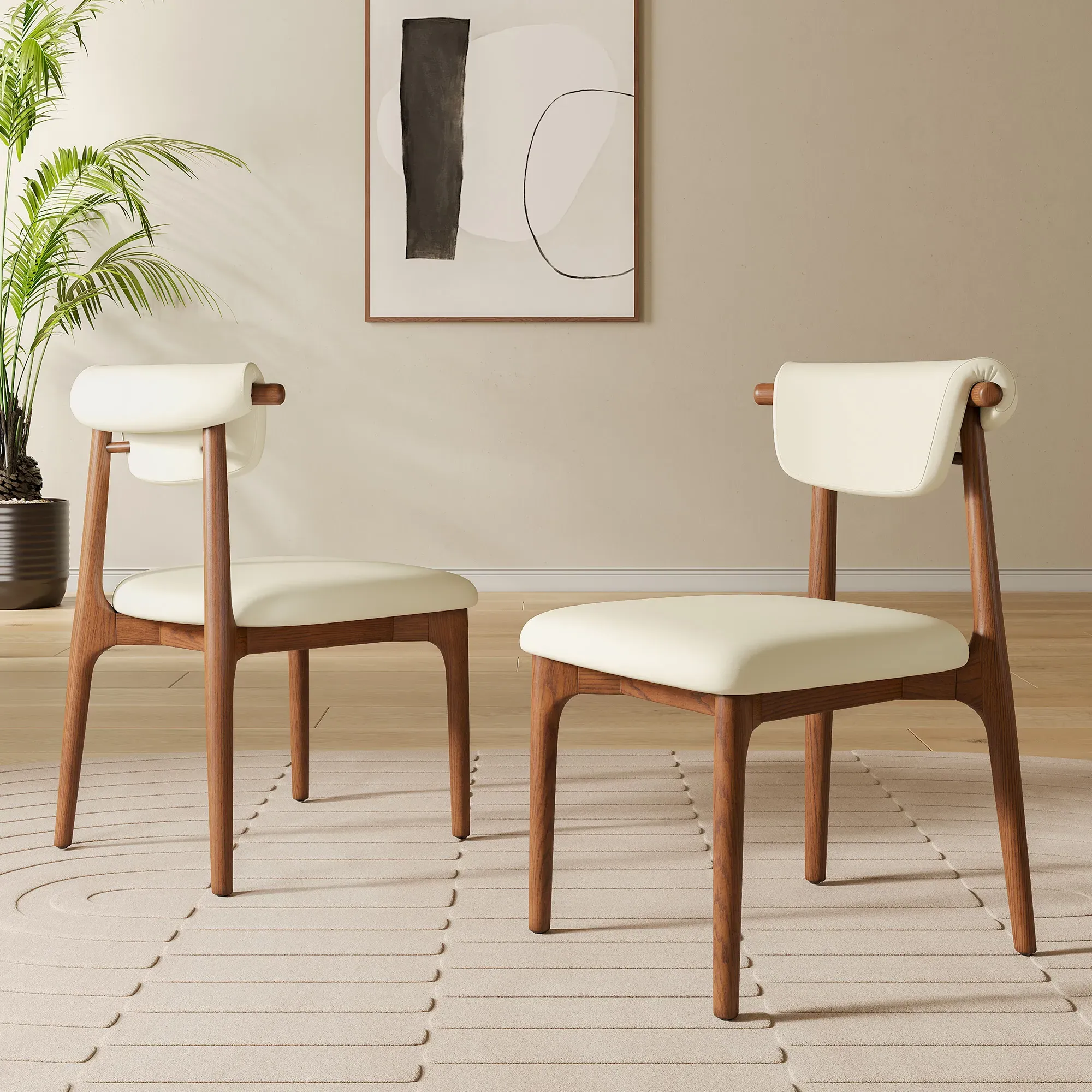 Petra Set of 2 Dining Chairs Stain Resistant - Brown, PU Leather product