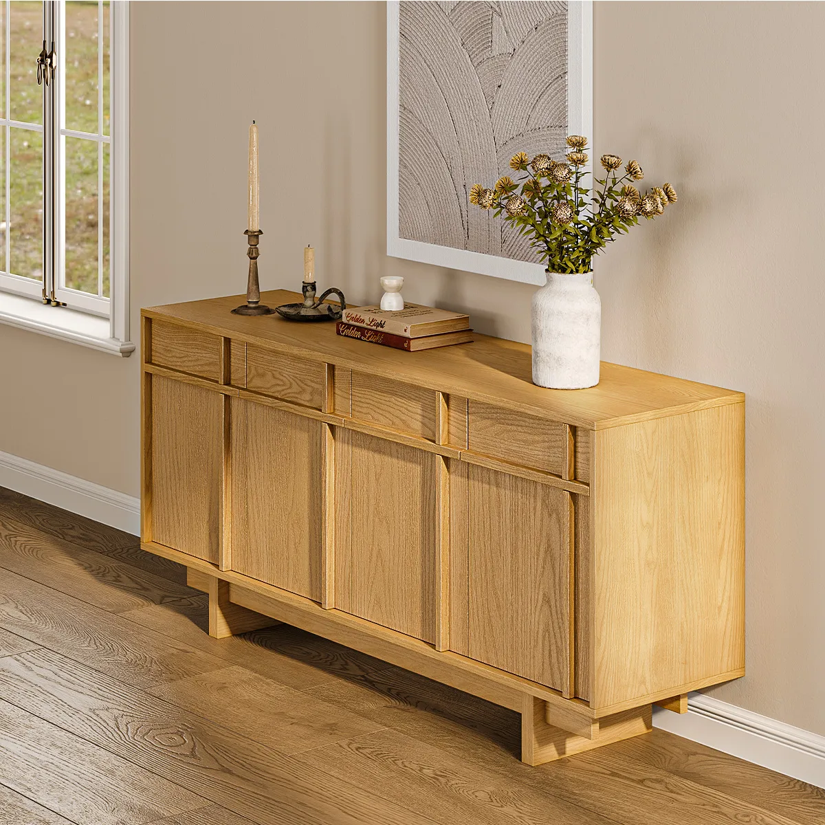 Ragnar 63" Sideboard with Drawers - Natural, Ash Wood product