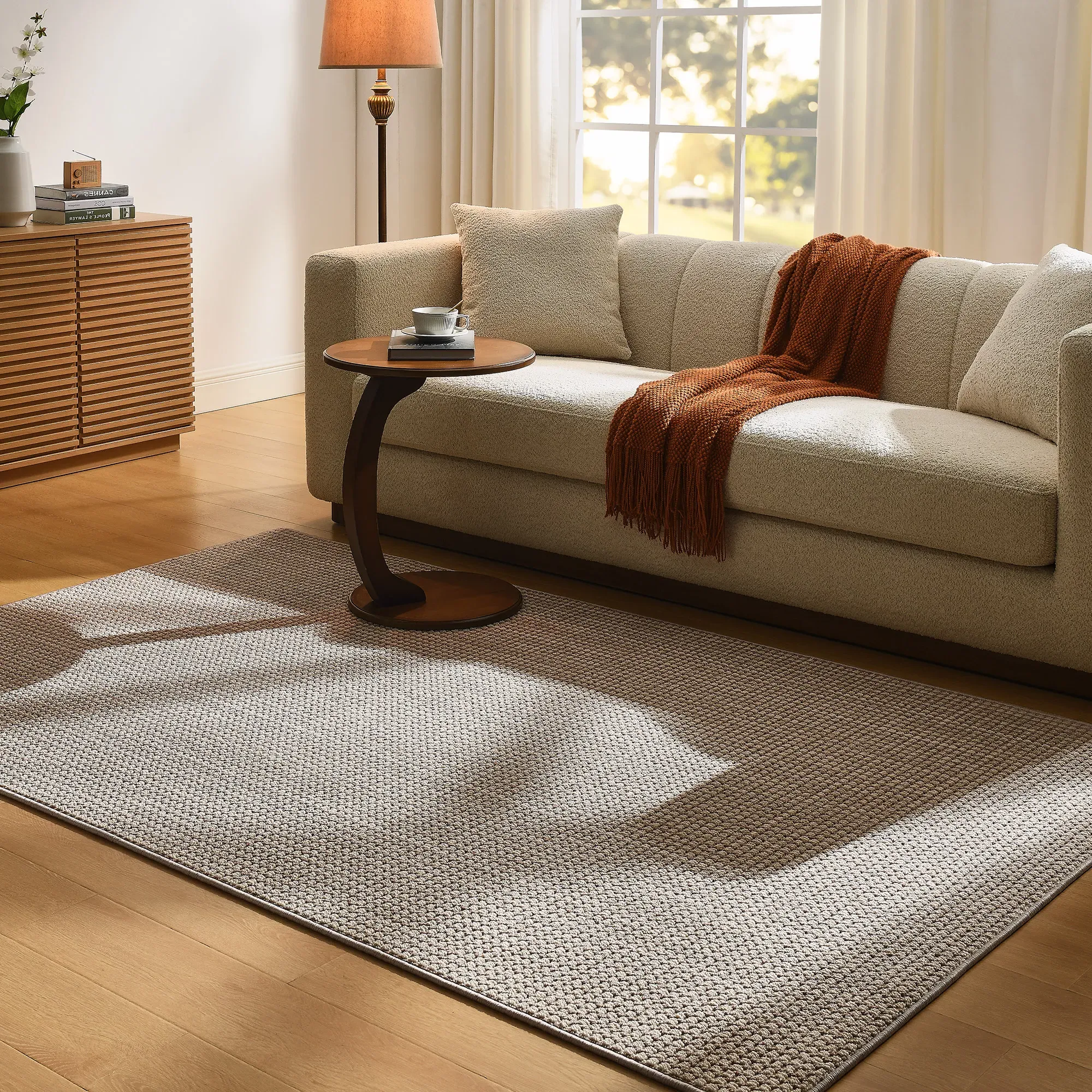Rectangle Area Rug Washable 5x8 - Beige, Wool Blend product