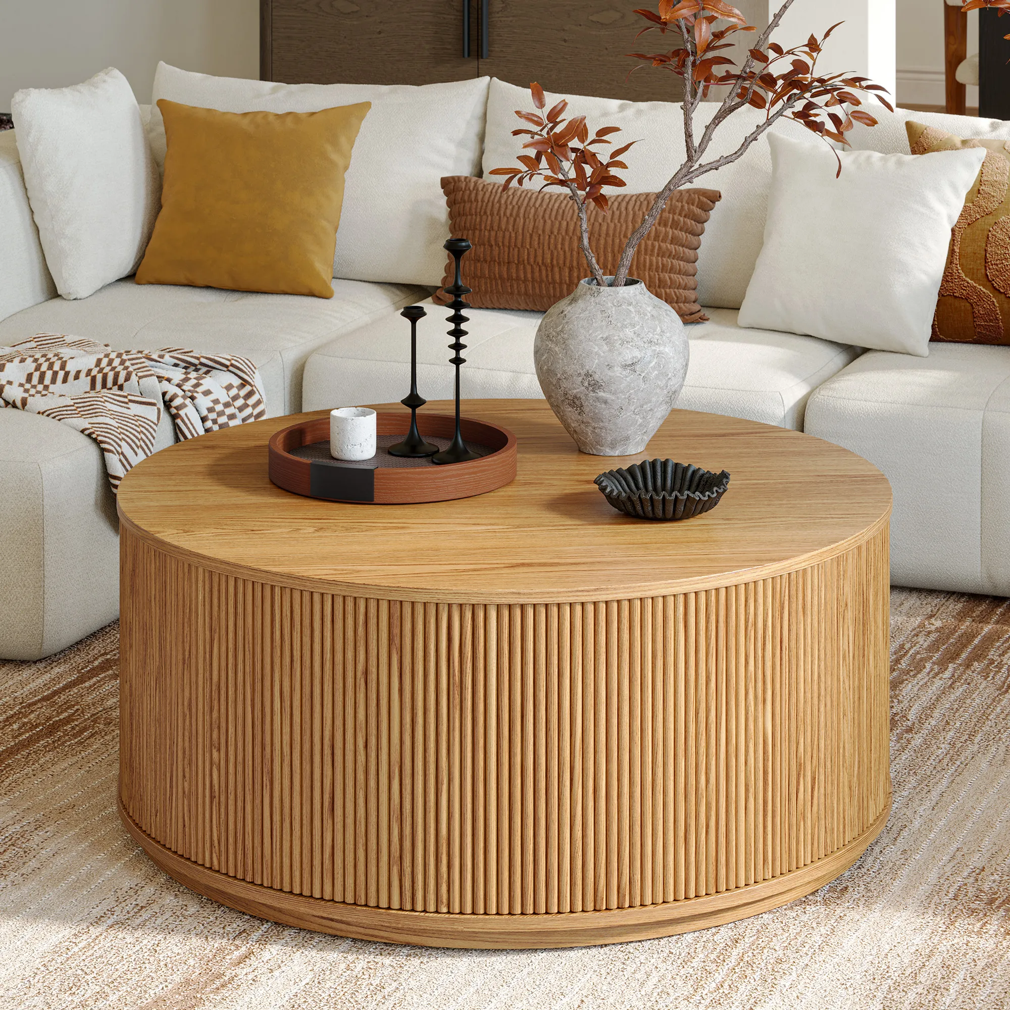 Rolf 42 Round Coffee Table - Natural, Oak product