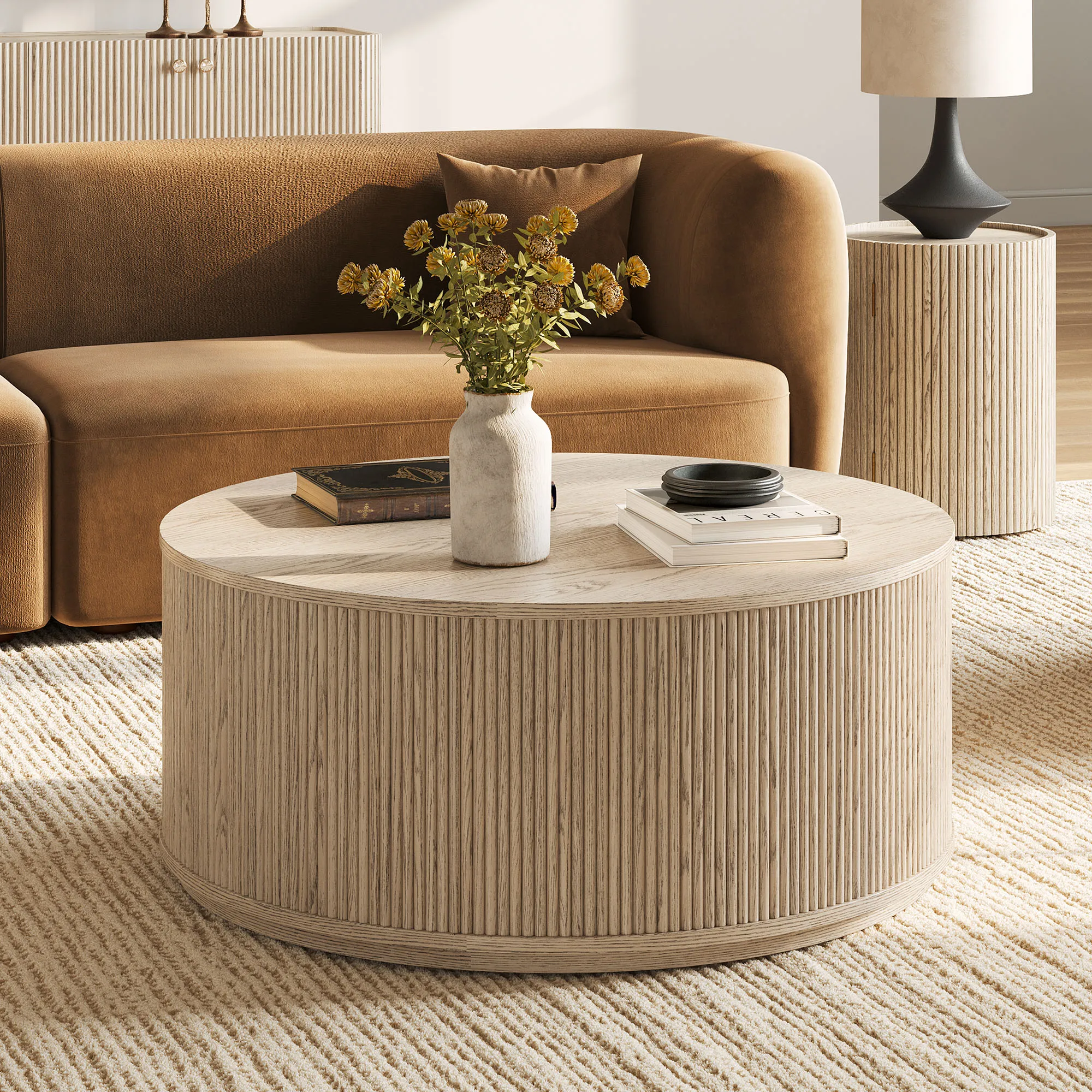 Rolf 42 Round Coffee Table - Whitewash, Oak product