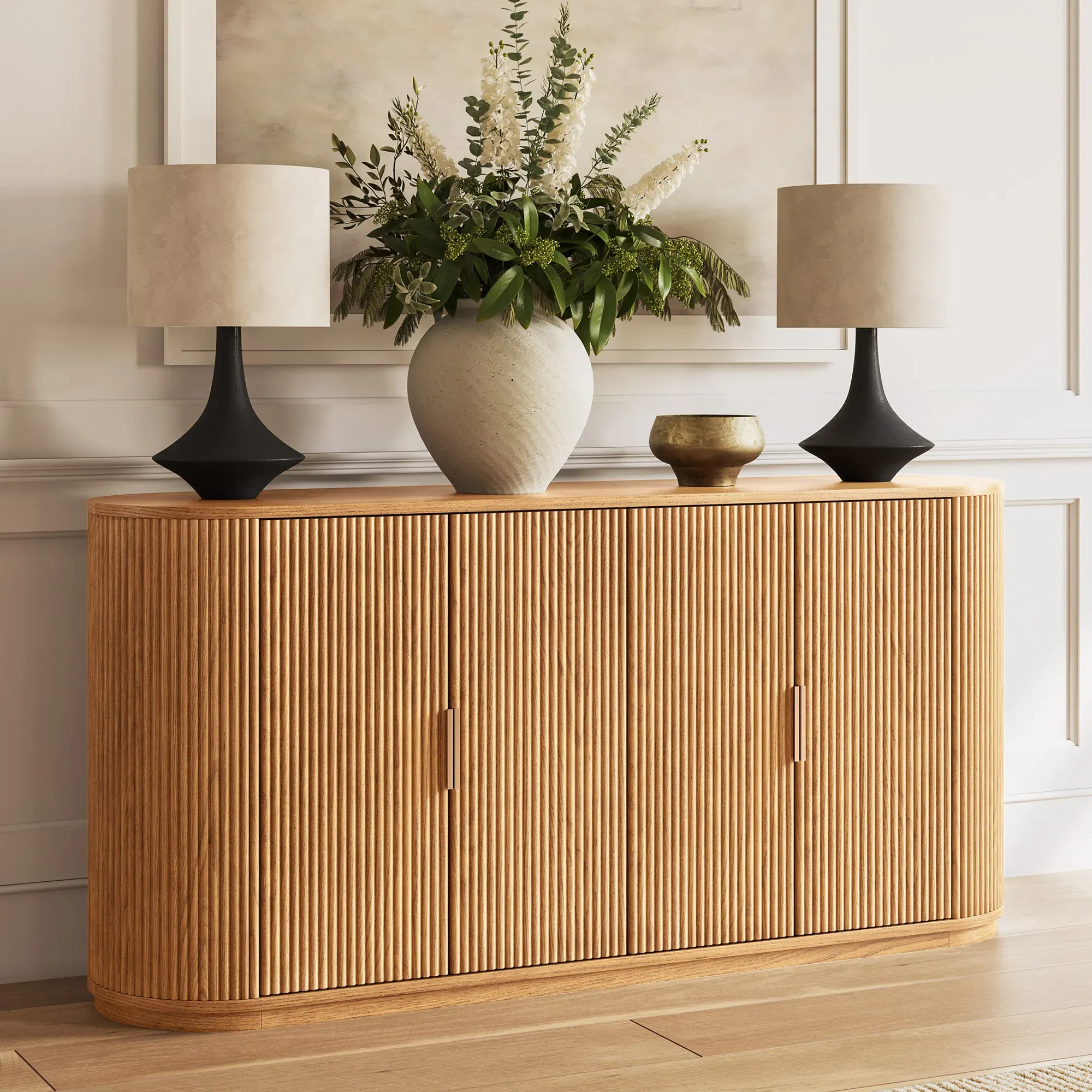 Rolf Fluted Sideboard with Storage - Natural, Oak product