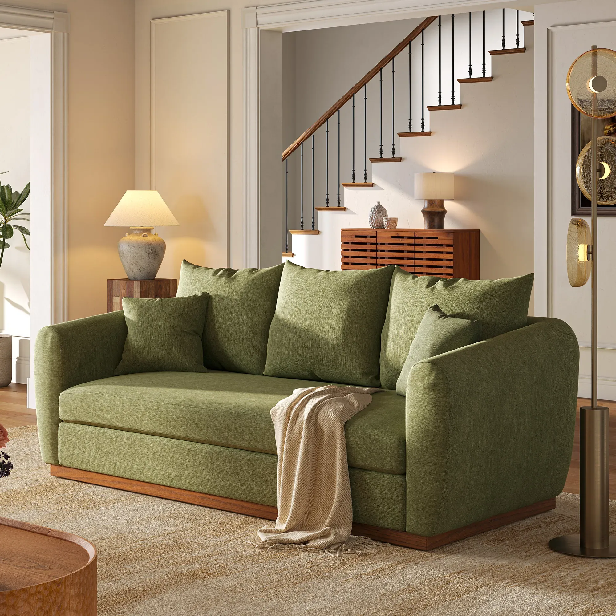 Skansen 2-Seater Loveseat Sofa with Removable Cover - Green, Chenille product