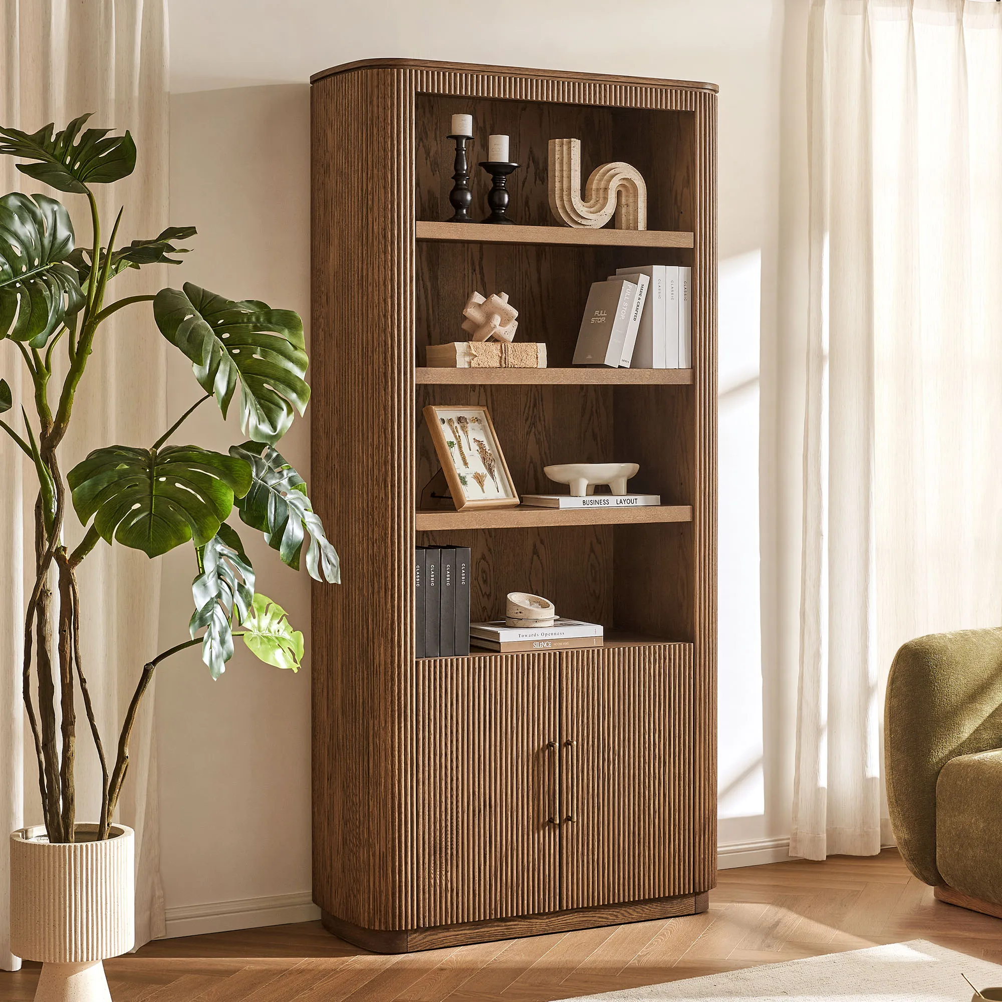 Skugga 84 Inch Cabinet with Adjustable Shelves - Brown, Oak product