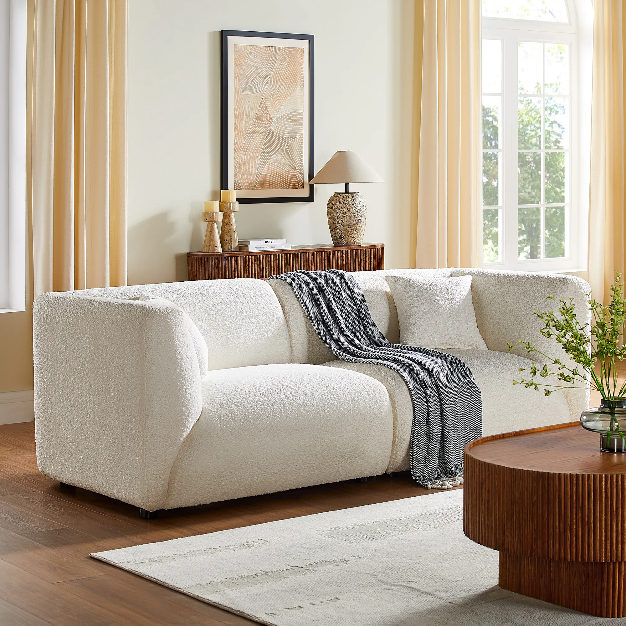 Solace 2-Seater Sofa - White, Bouclé product