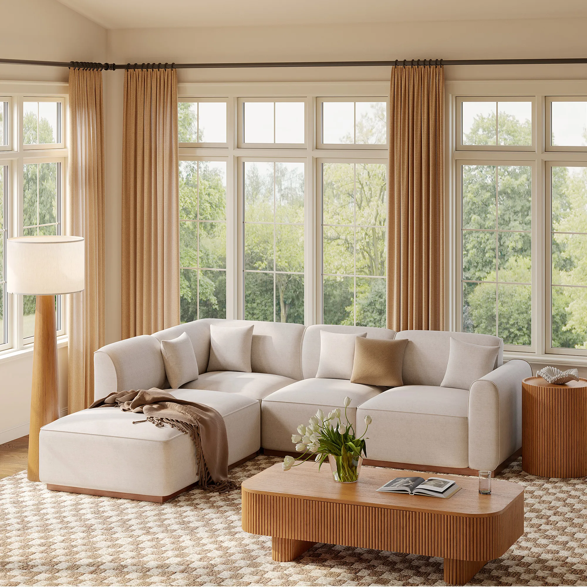 Solsta L-Shaped Modular Sectional Sofa - Light Gray, Chenille product