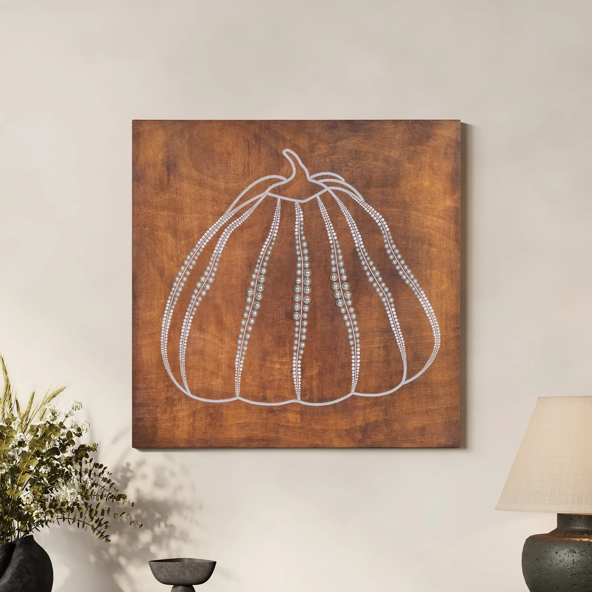 Square Pumpkin Canvas Wall Art - Brown, ABS Pearl product