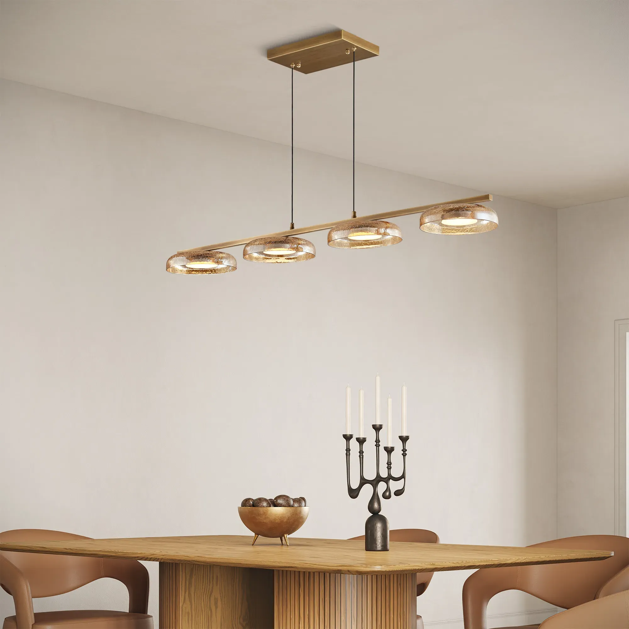 Stjarna Rectangle Crackle Glass Pendant Light - Gold, Glass product