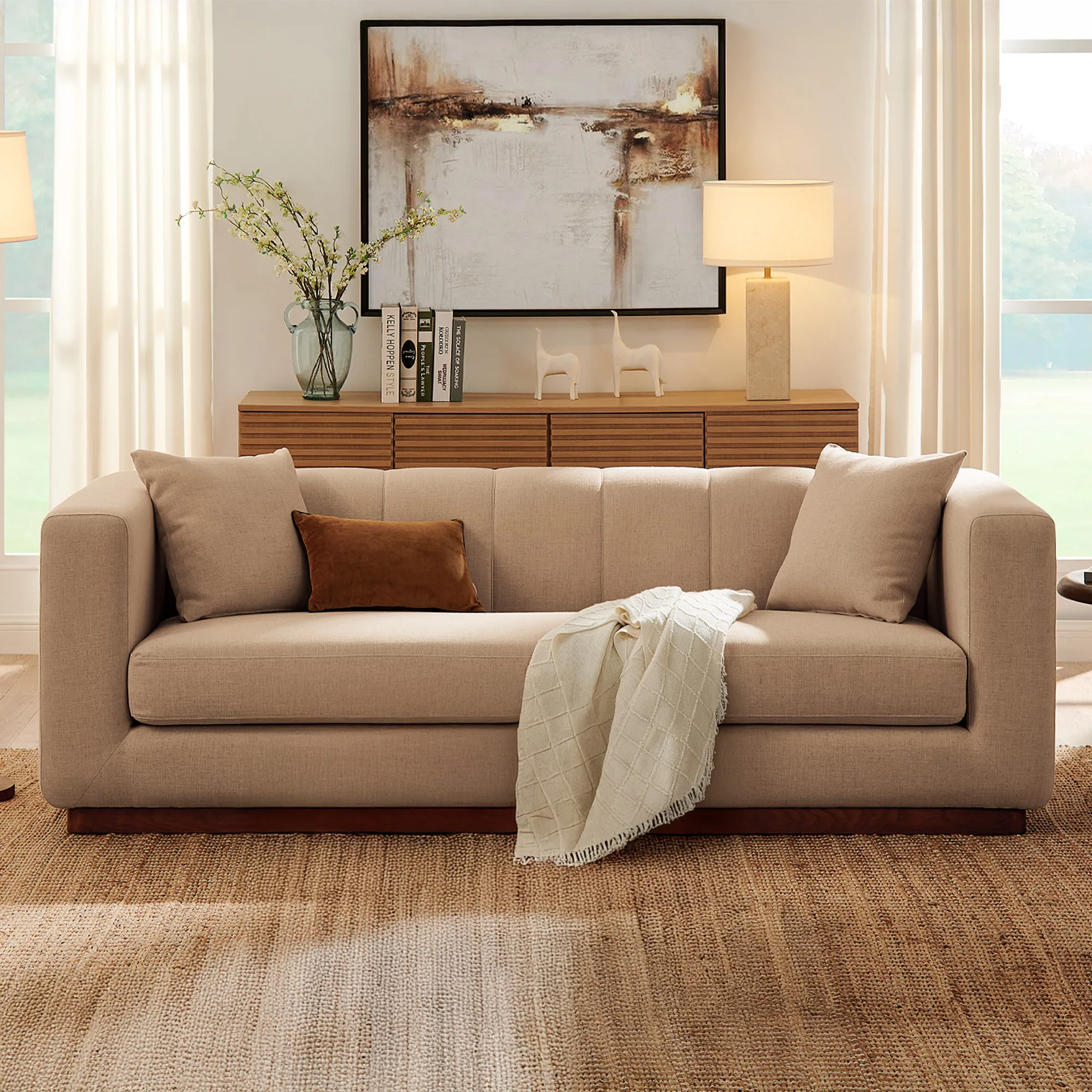 Svalbard Loveseat with Removable Cover - Sand, Polyester product