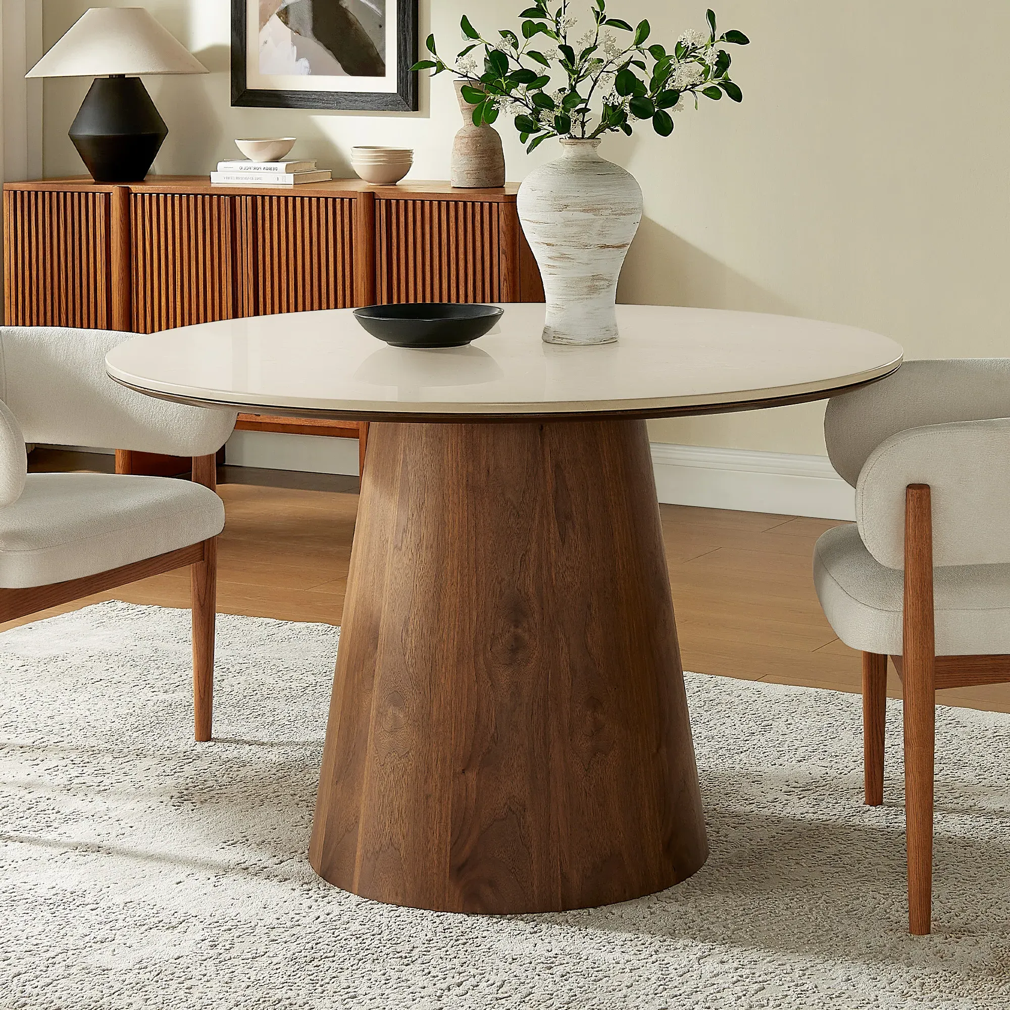 Thorsten Round Dining Table for 4 - Beige, Marble product