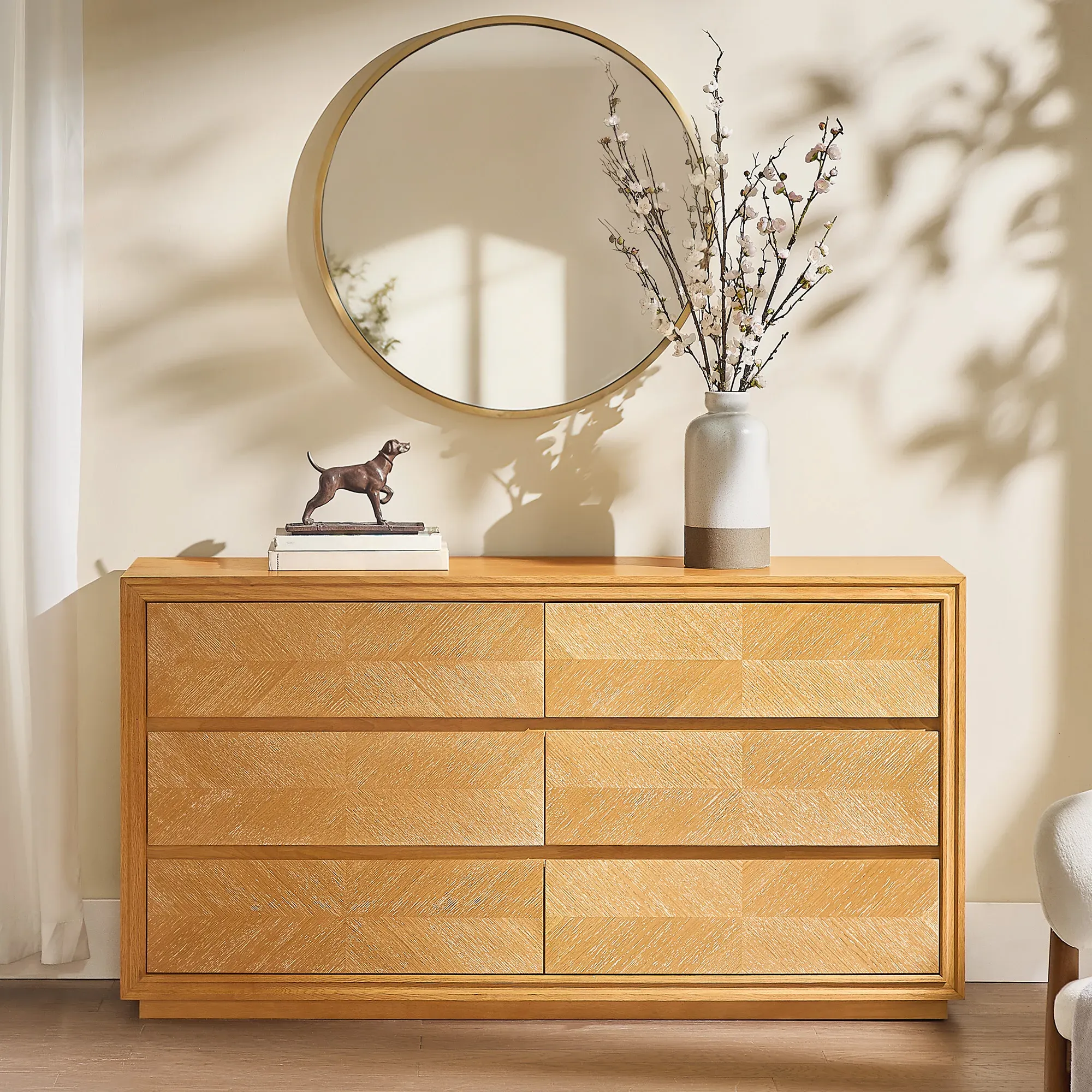 Thursen 6-Drawer Dresser Chevron Pattern - Natural, Oak product