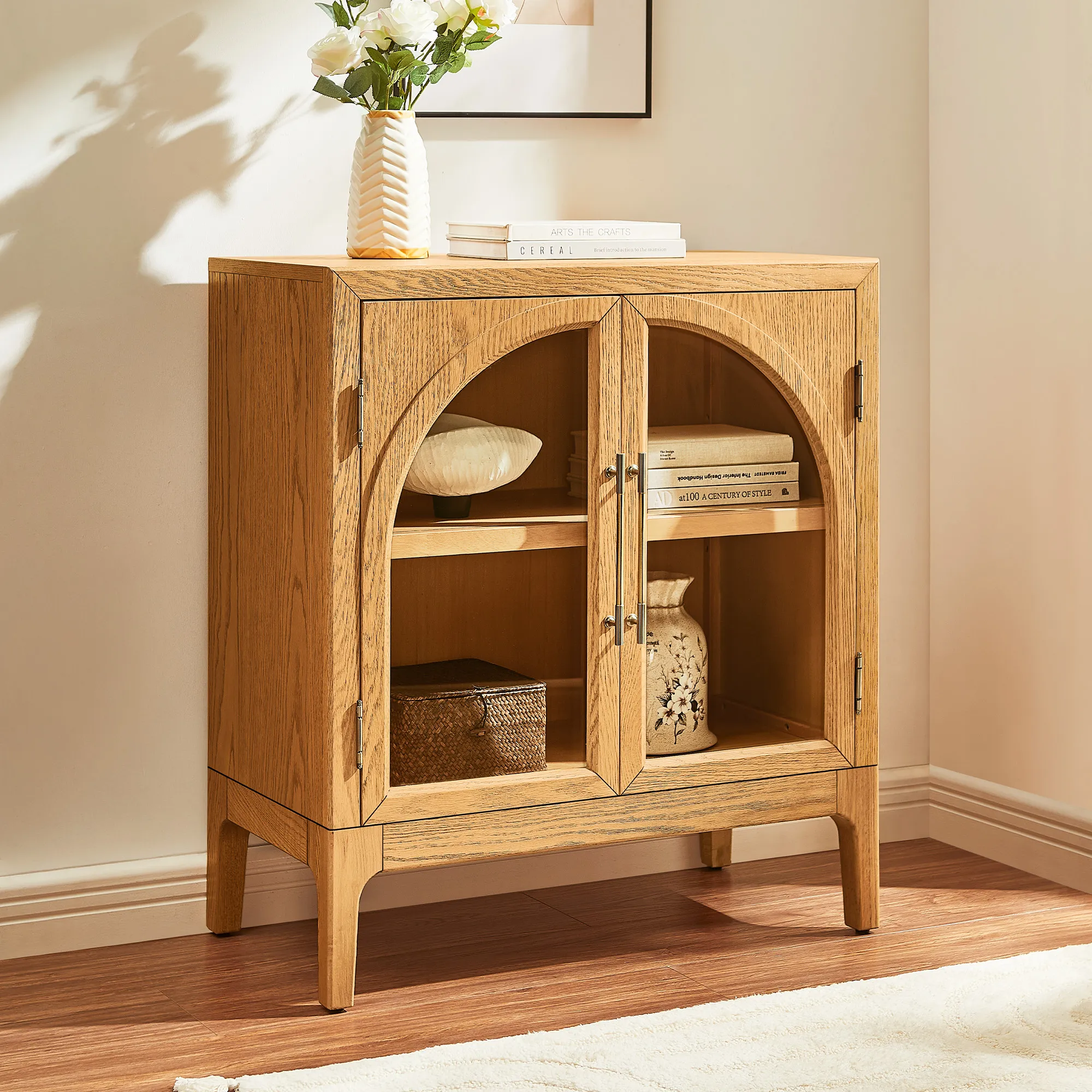 Valborg Arched Cabinet with Adjustable Shelf - Natural, Oak product