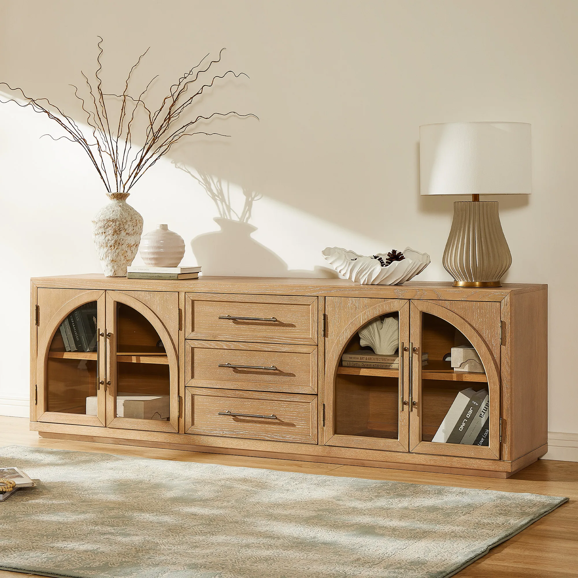 Valborg TV Stand with Storage - Light Brown, Oak product