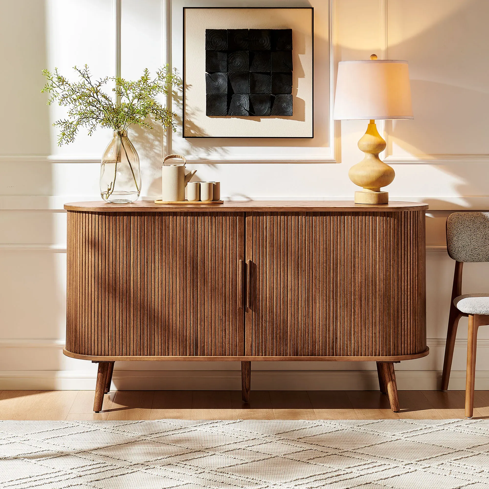 Valo 63" Sideboard with Sliding Doors - Warm Brown, Oak product