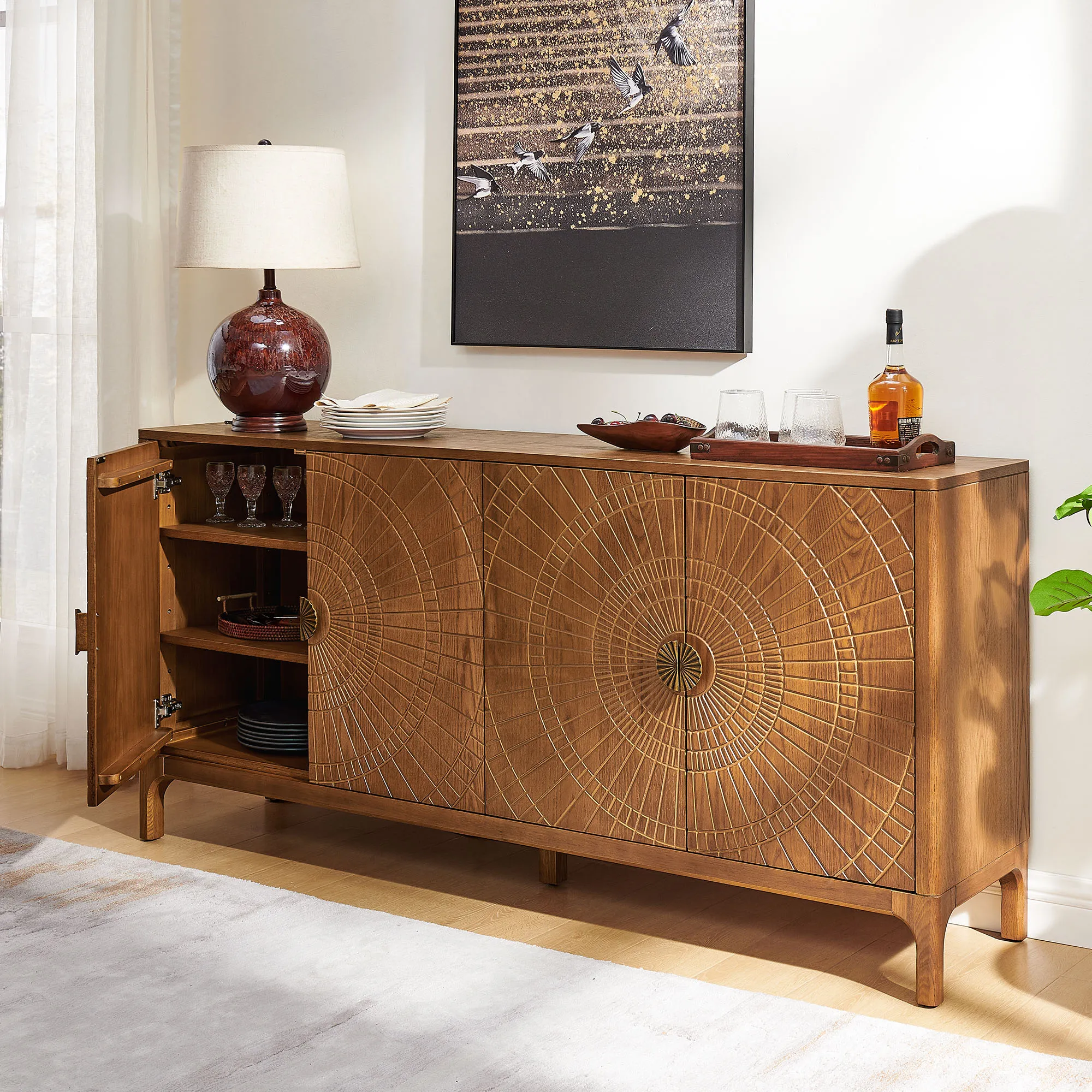 Vigdis 71" Sideboard with Storage - Warm Brown, Oak product