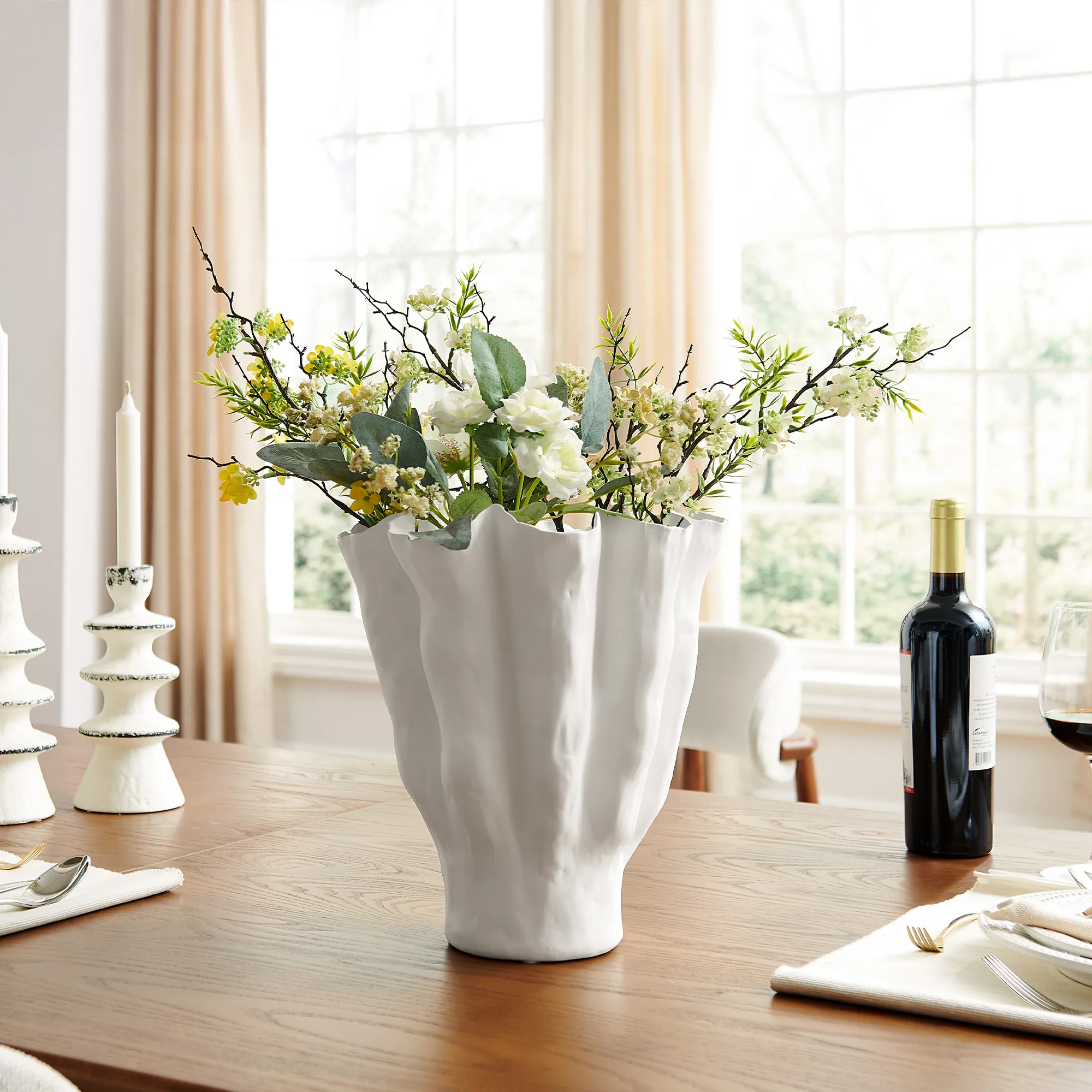 Wavy Ceramic Vase Large - White product