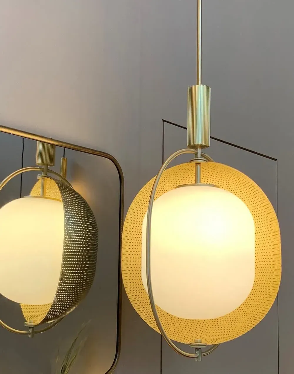 Linear Pendant Light - Brass, Opal Glass