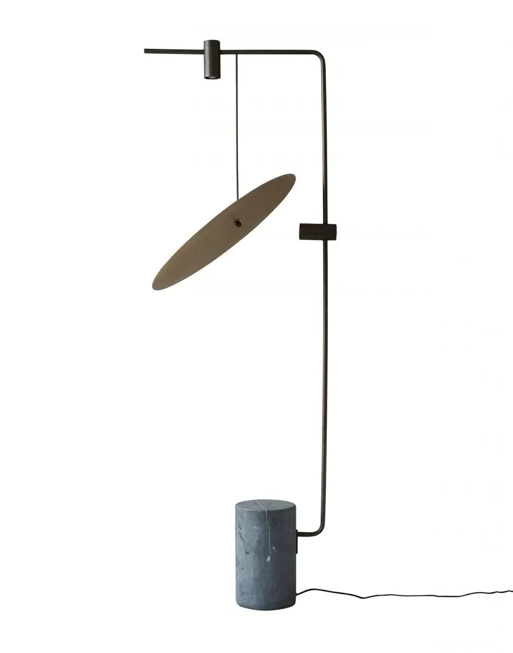 Moon Floor Lamp with Circular Shade - Brass