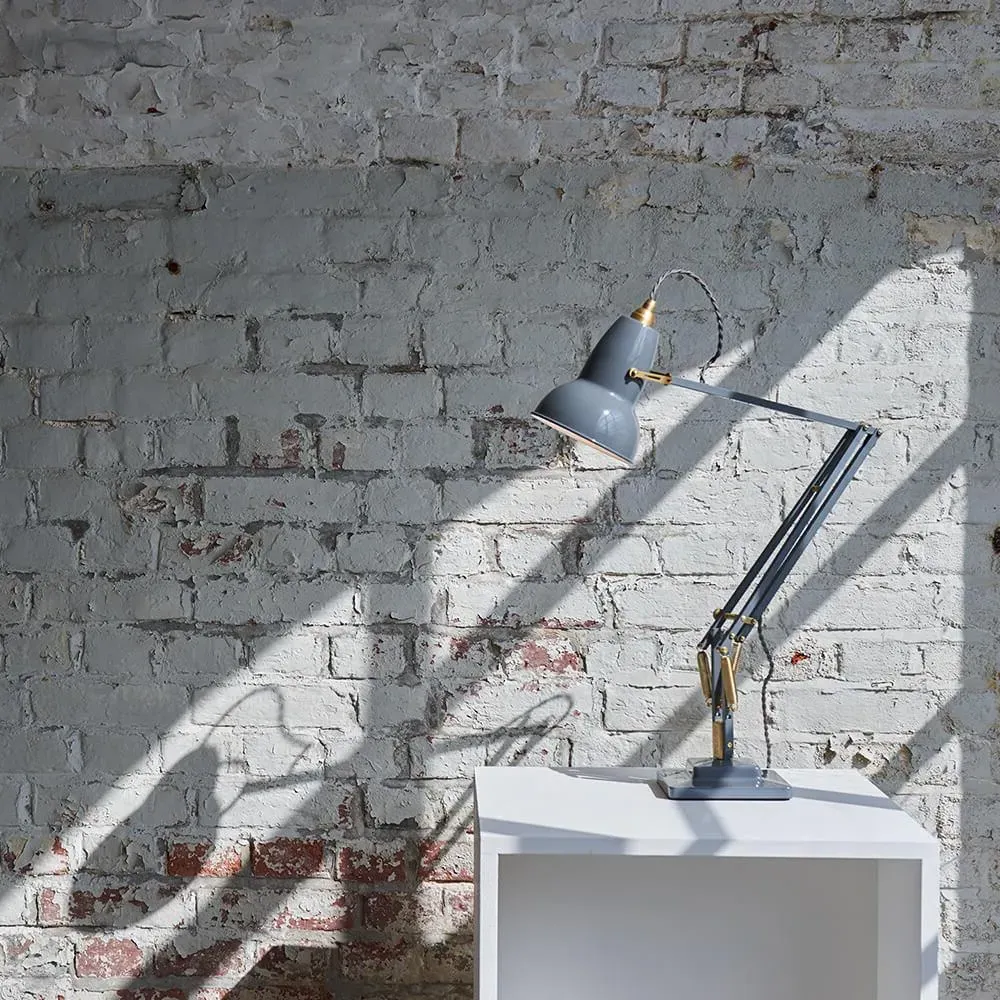 Desk Lamp with Brass Fittings - Blue, Metal