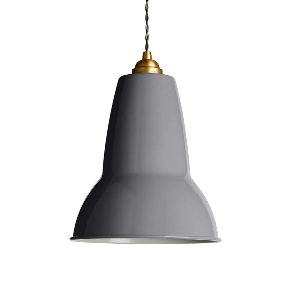 Midi Pendant Light with Brass Details - Grey