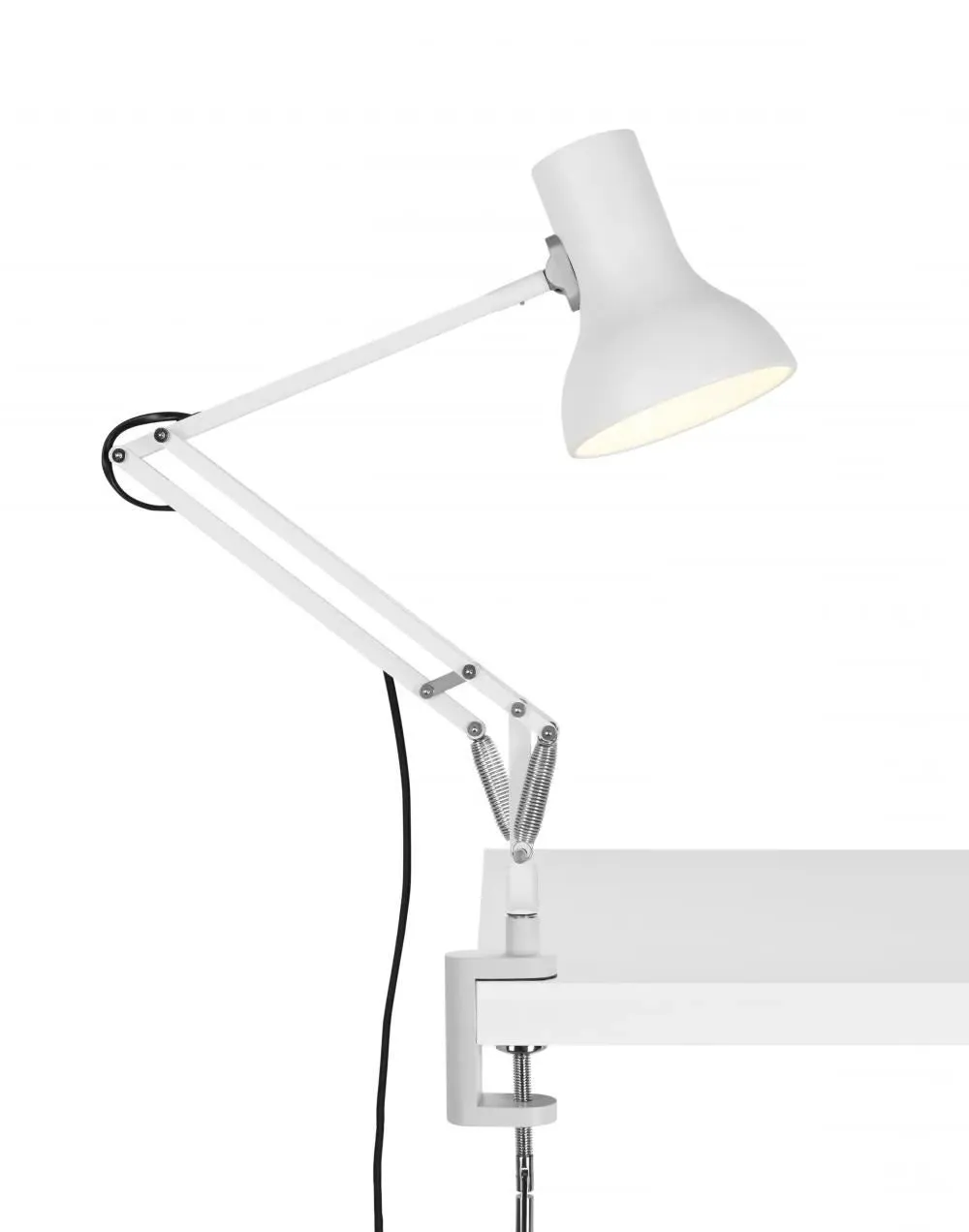 Mini Desk Lamp with Clamp Base - White, Metal