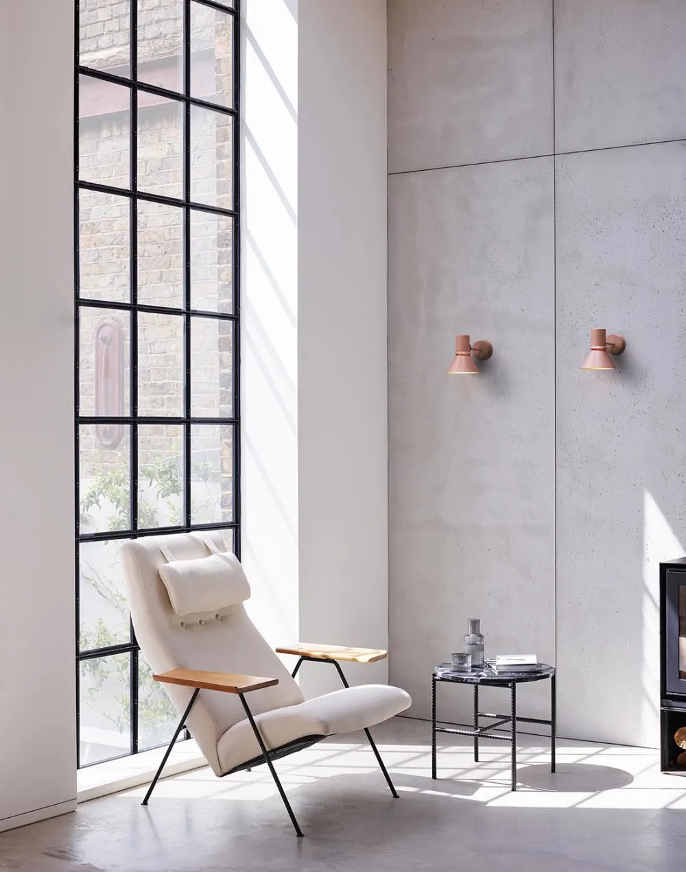 Wall Light with Switch - Grey, Metal