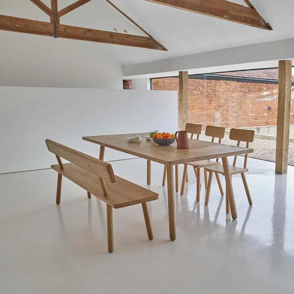 1.4m Dining Bench with Back - Black