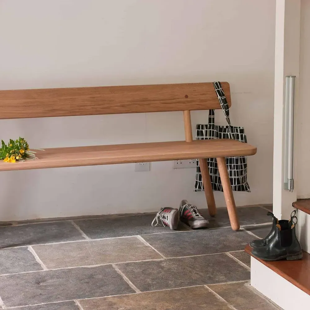 1.4m Dining Bench with Back - Black